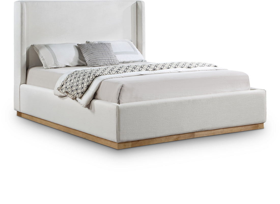 Flynn Cream Linen Textured Fabric King Bed