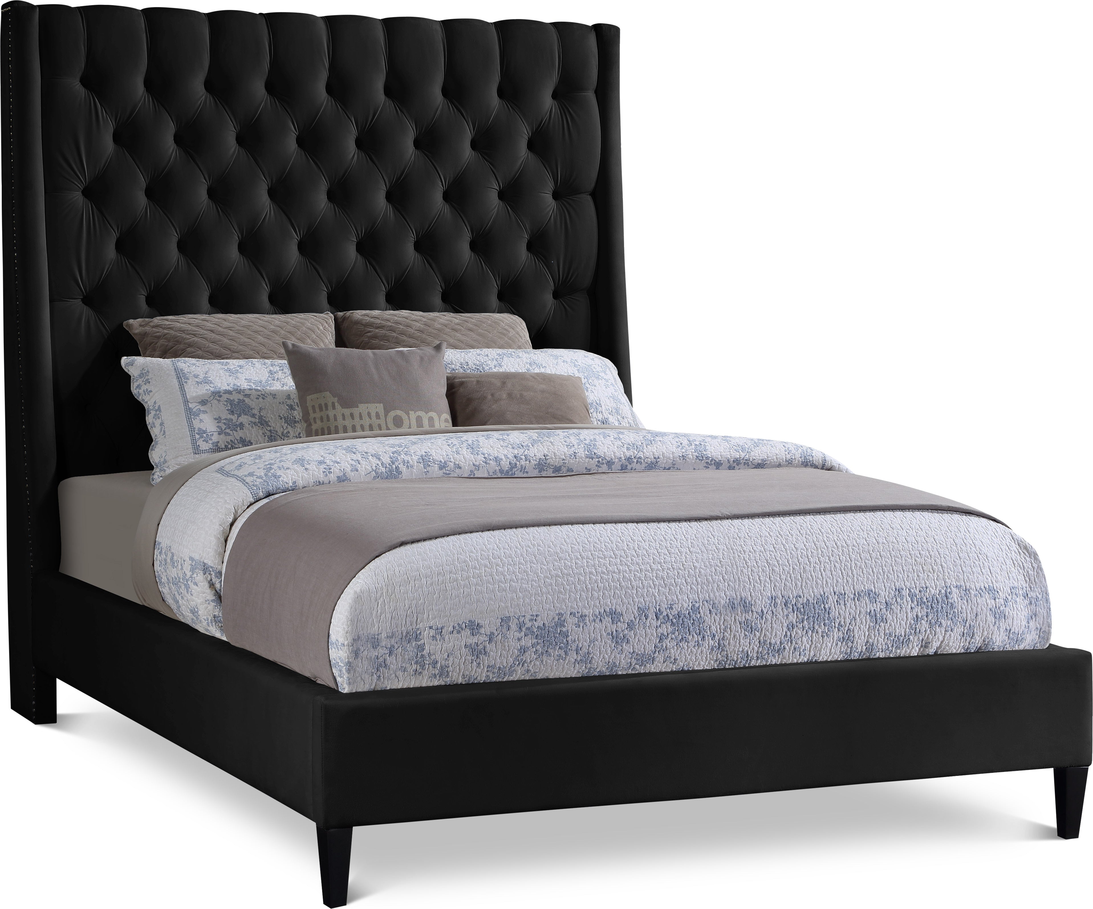 Fritz Black Velvet King Bed