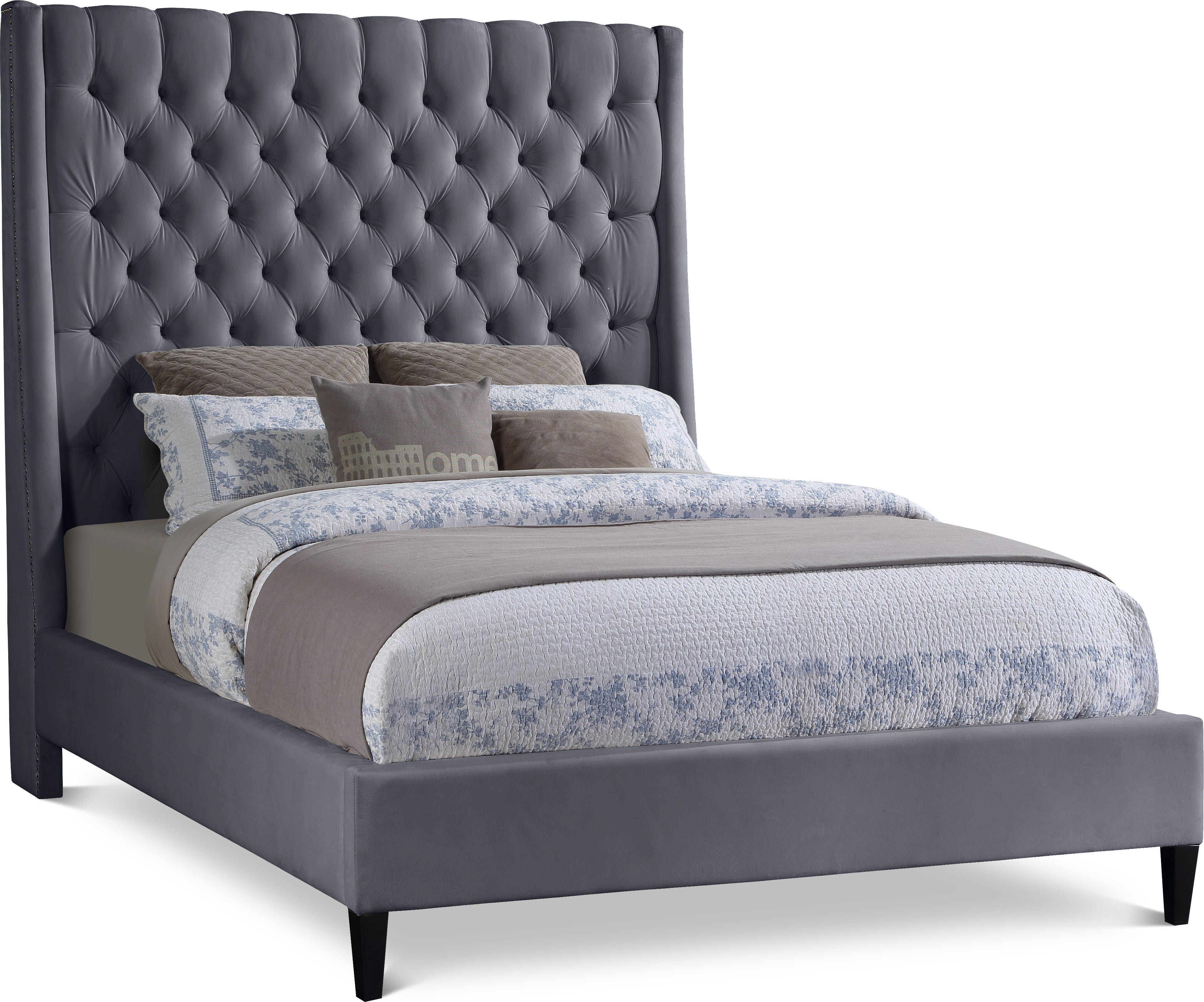 Fritz Grey Velvet King Bed