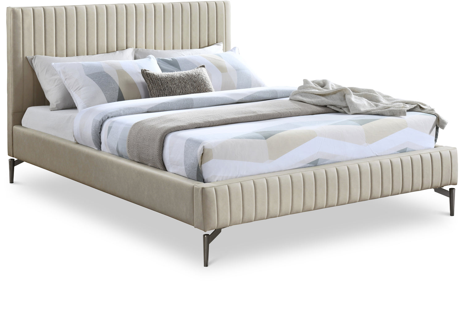 Gallo Beige Vegan Leather Full Bed