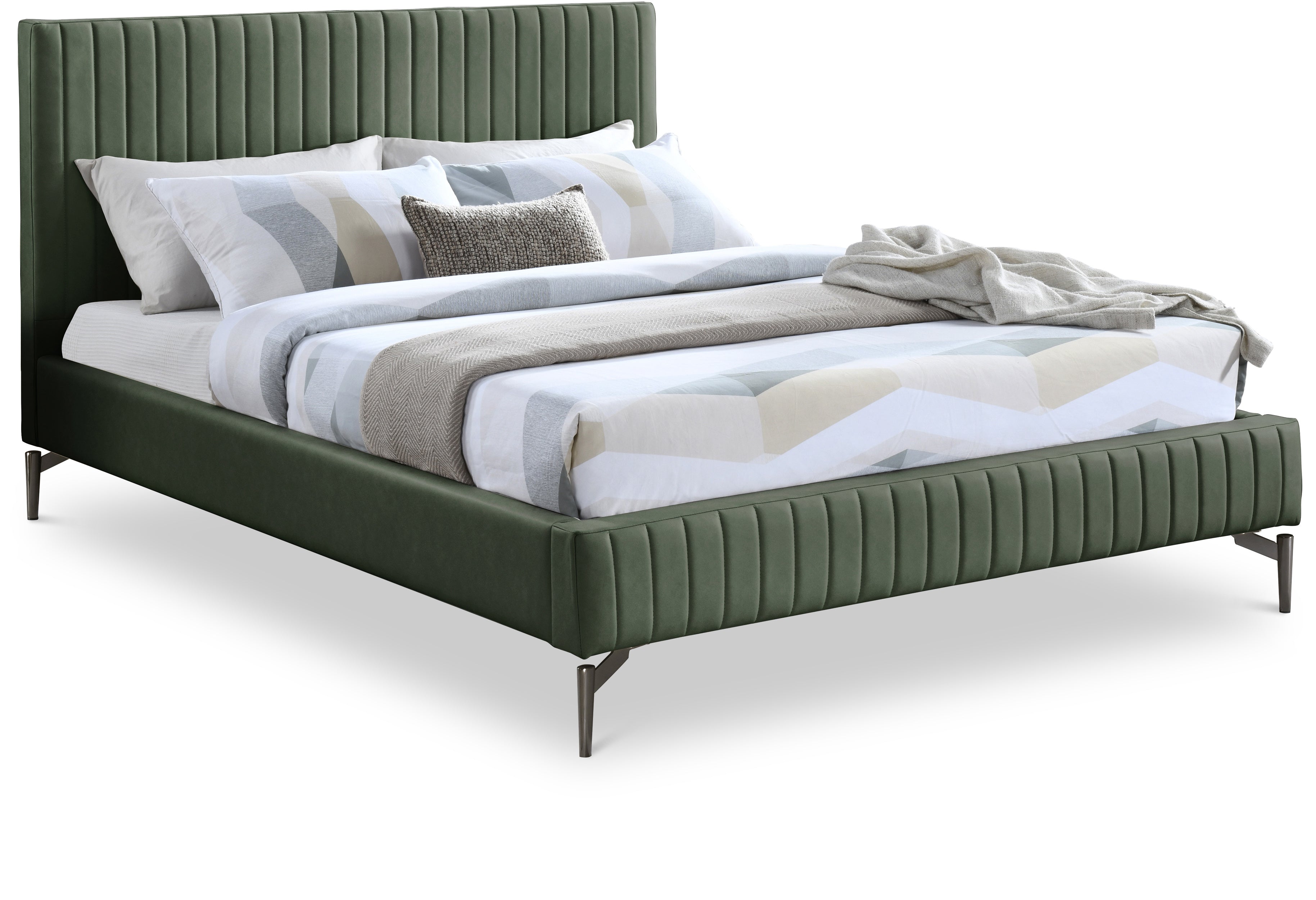 Gallo Green Vegan Leather Queen Bed