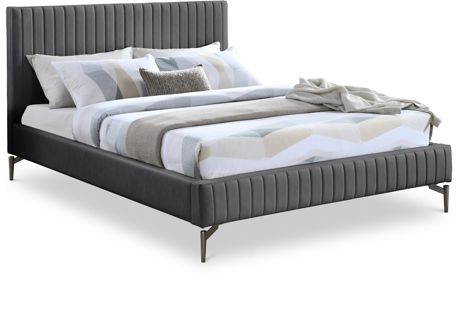 Gallo Dark Grey Vegan Leather King Bed