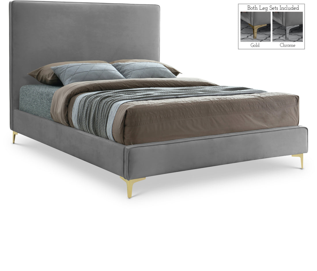 Geri Grey Velvet Full Bed