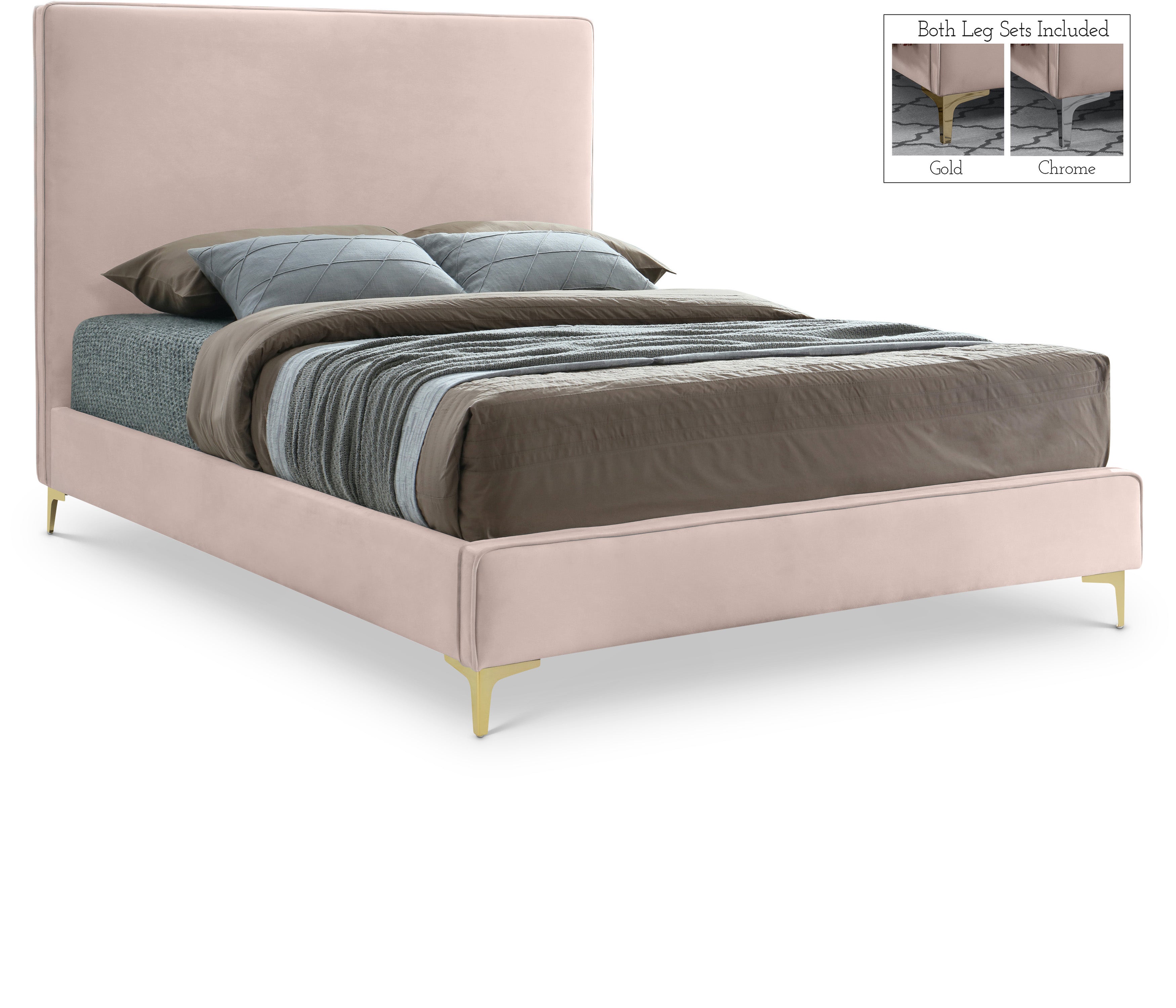 Geri Pink Velvet King Bed