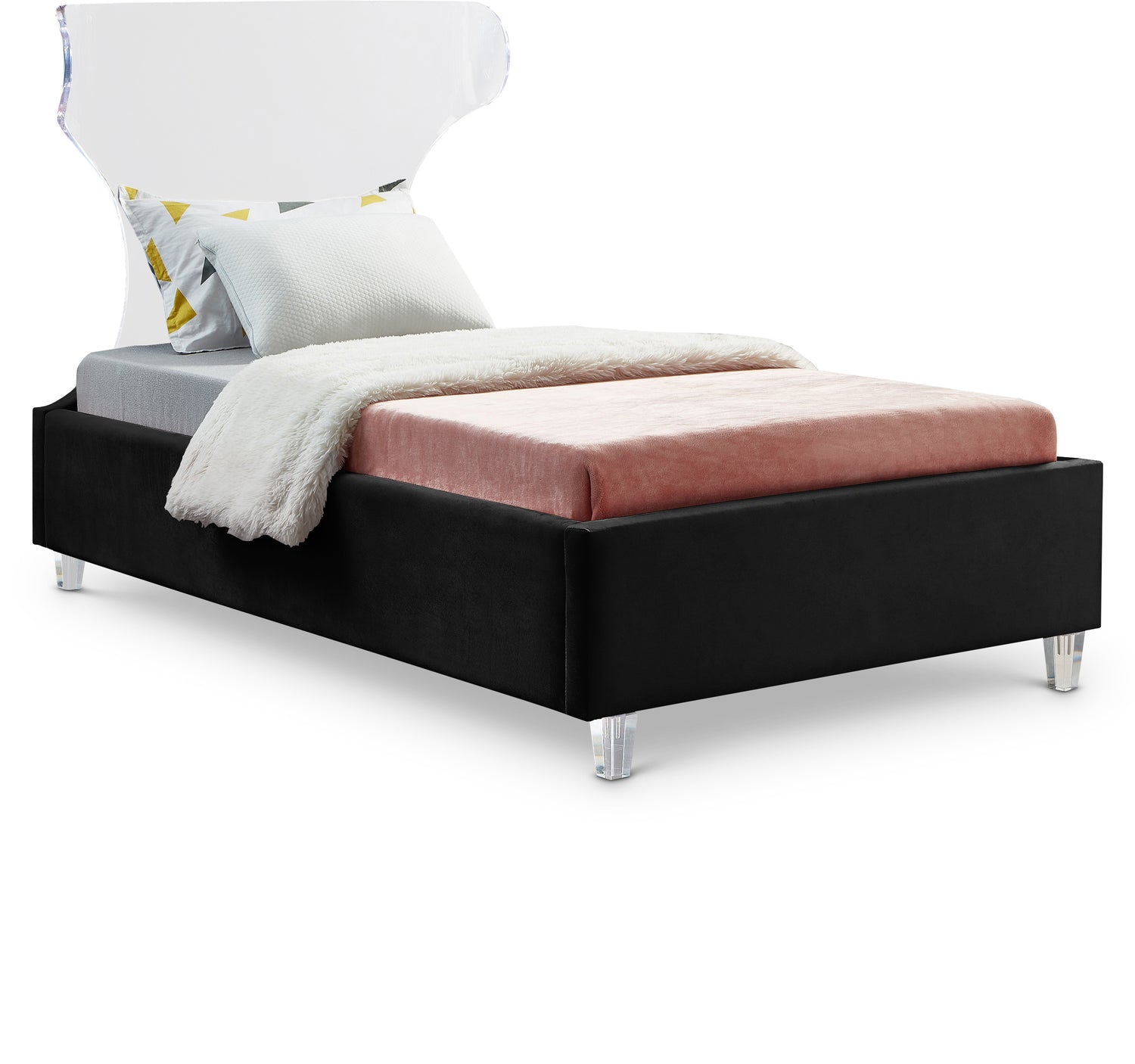 Ghost Black Velvet Twin Bed