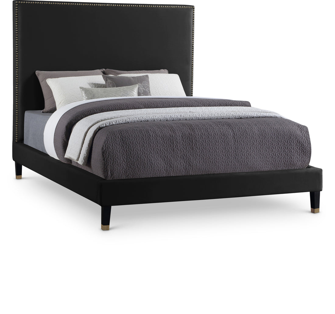 Harlie Black Velvet King Bed