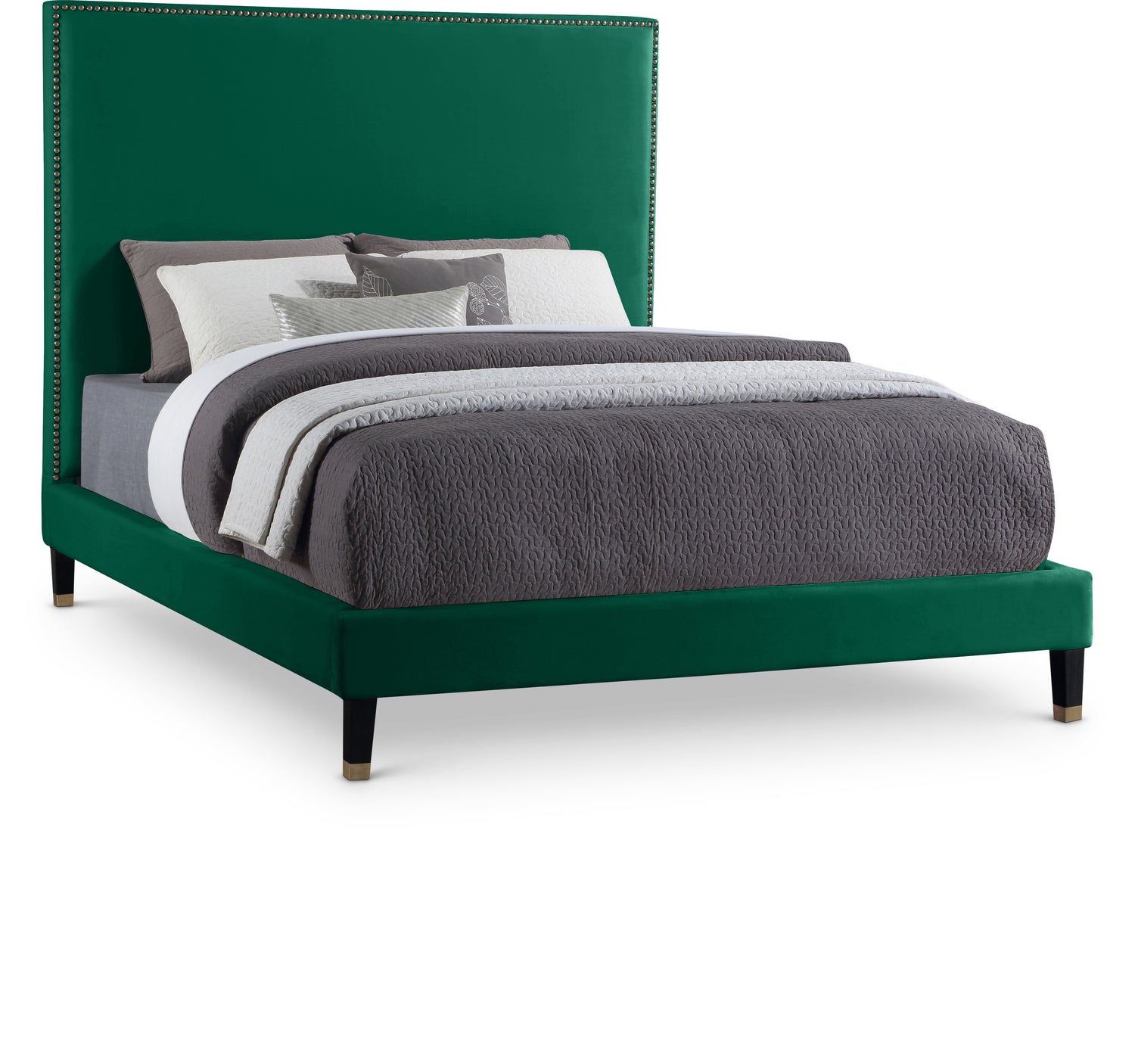 Harlie Green Velvet Full Bed