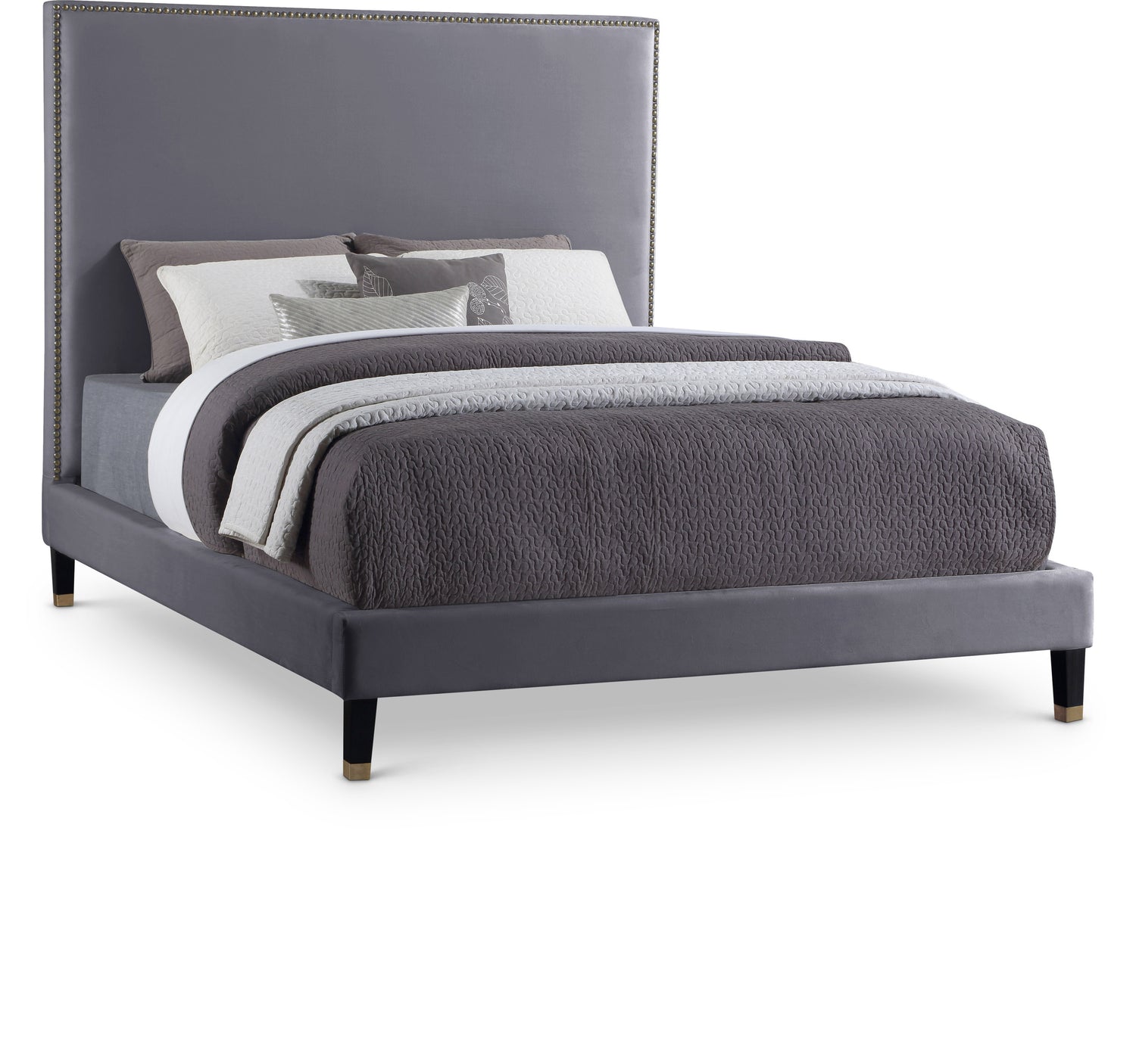 Harlie Grey Velvet King Bed