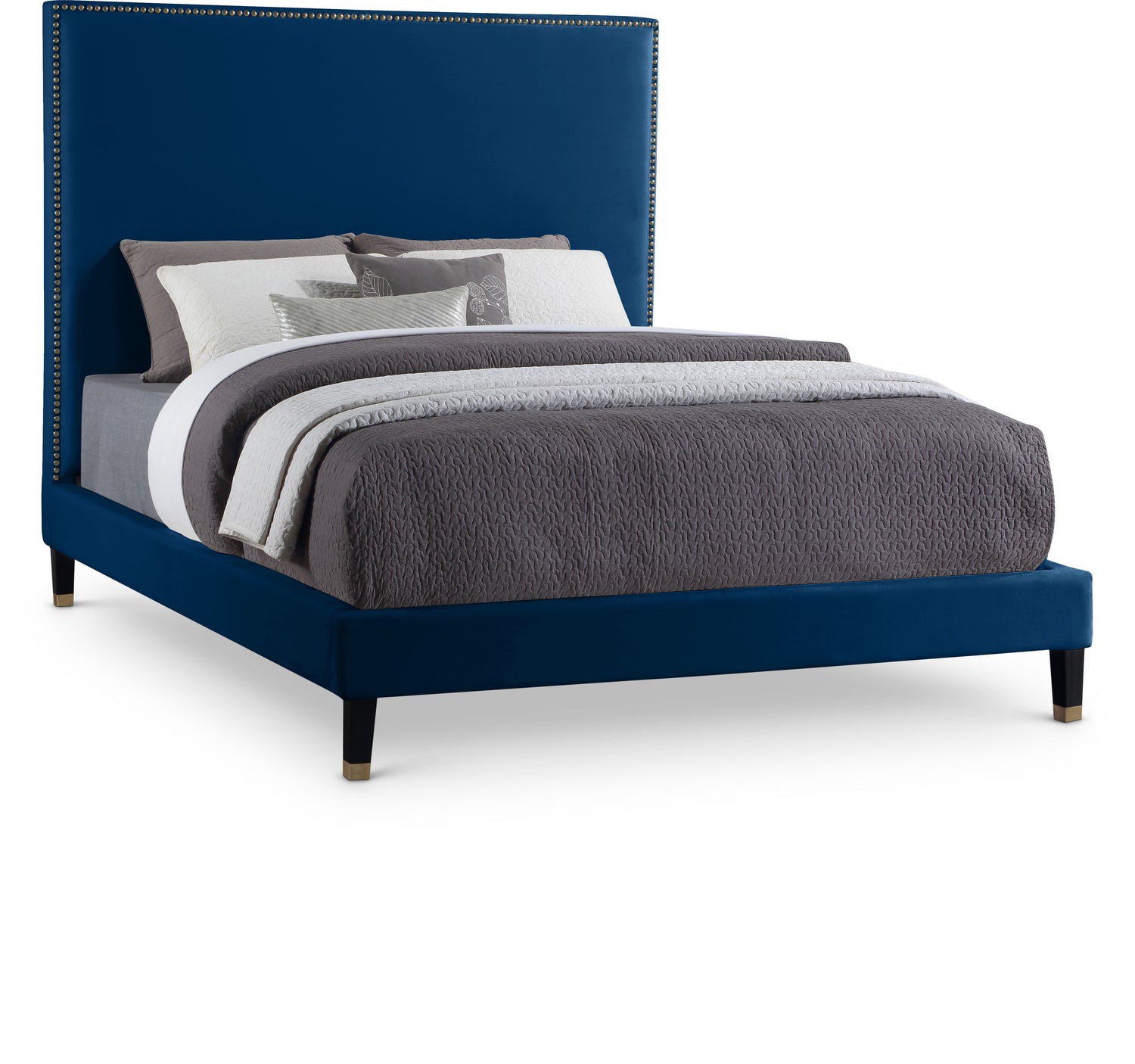 Harlie Navy Velvet Full Bed