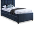 Harper Navy Linen Textured Fabric Twin Trundle Bed