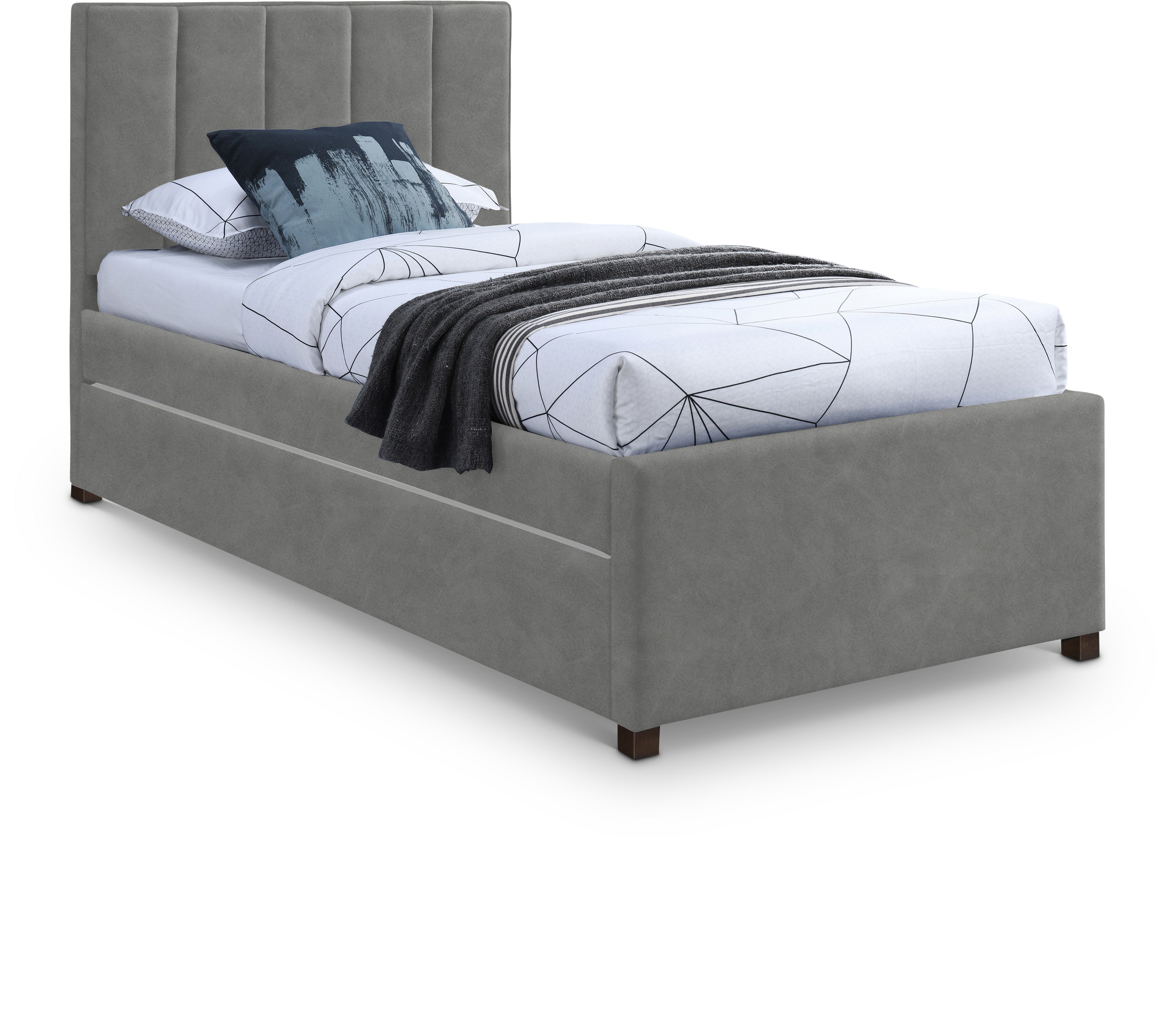 Hudson Grey Vegan Leather Twin Trundle Bed