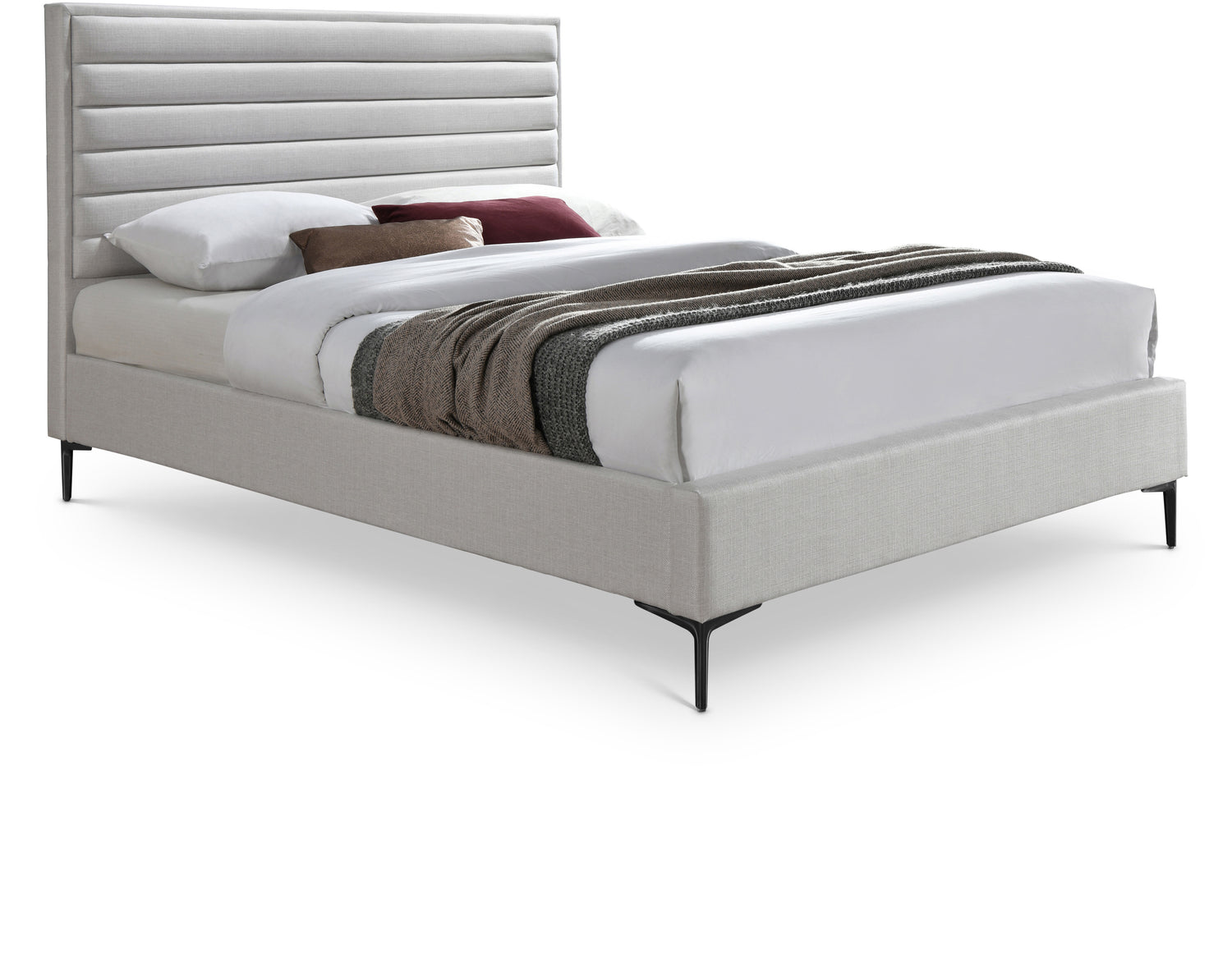 Hunter Cream Linen Textured King Bed