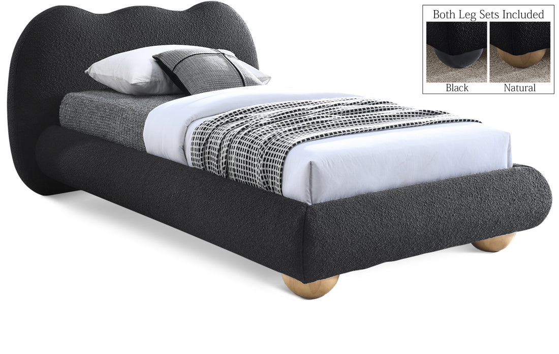 Hyde Black Boucle Fabric Twin Bed (3 Boxes)