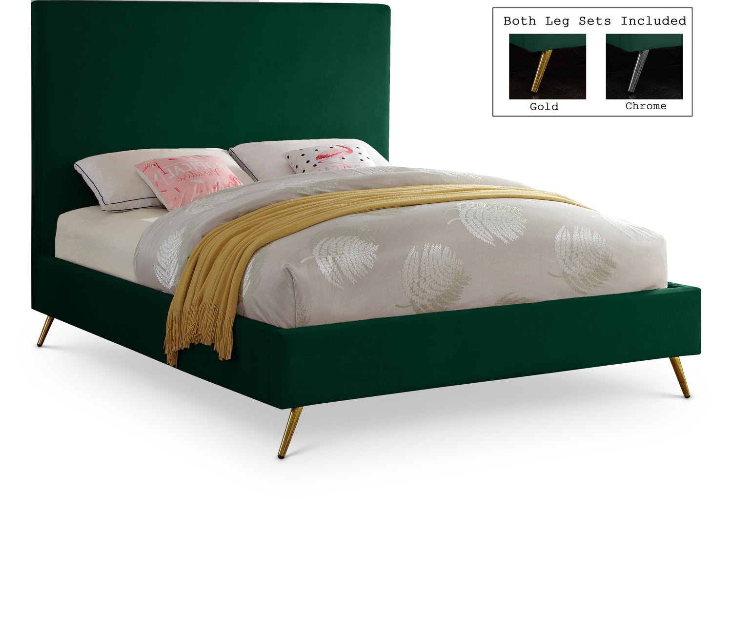 Jasmine Green Velvet Full Bed