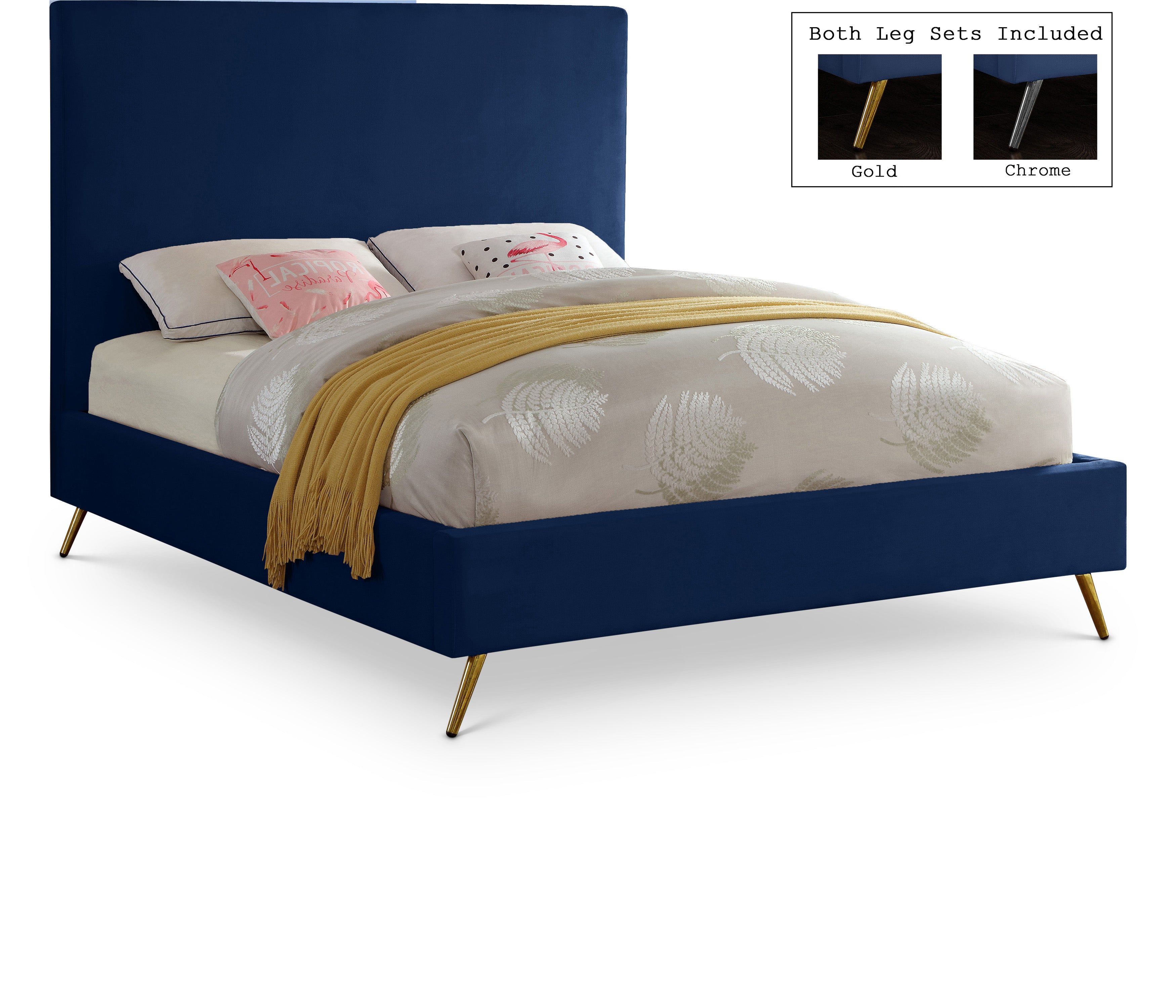 Jasmine Navy Velvet Full Bed