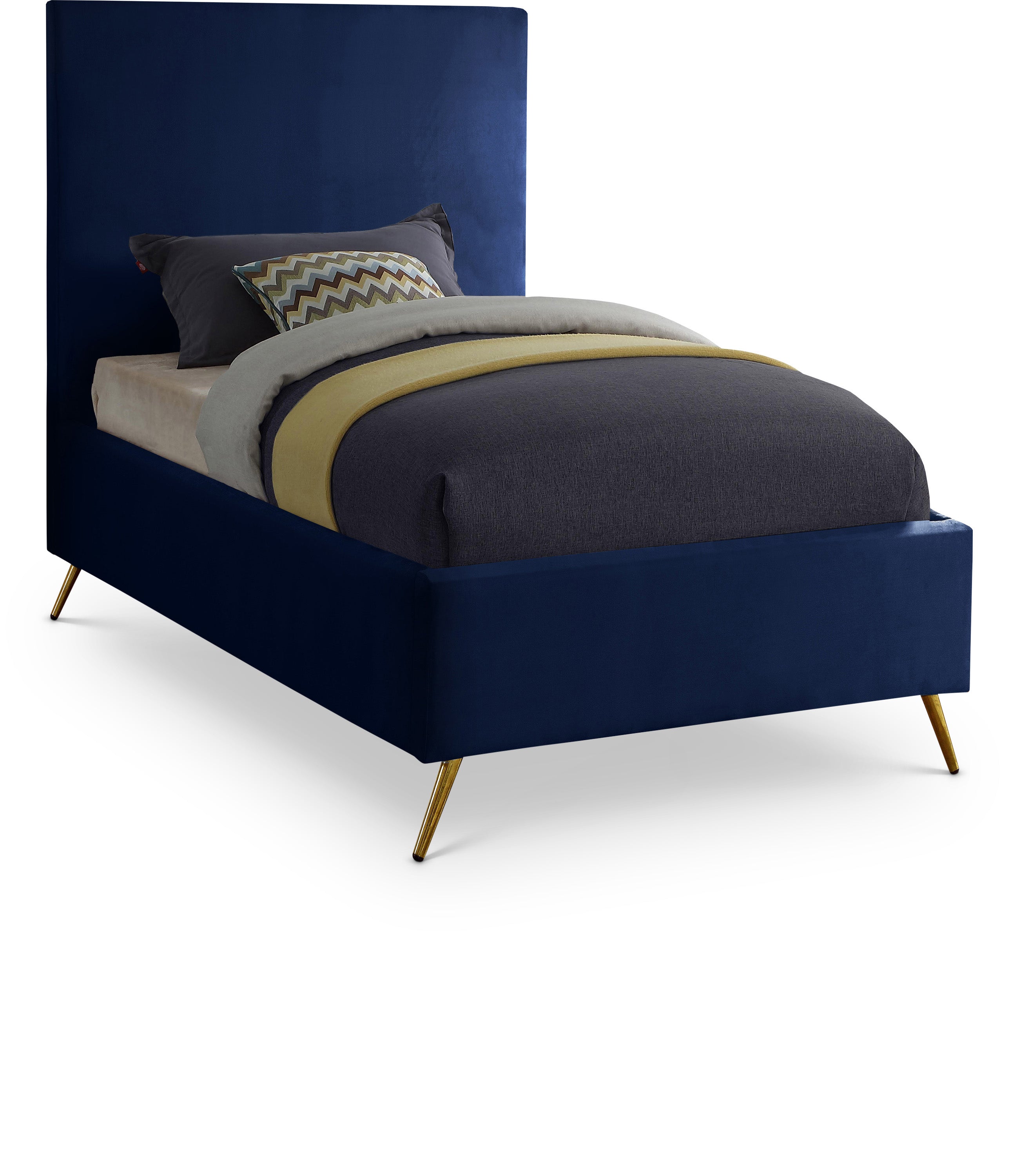 Jasmine Navy Velvet Twin Bed