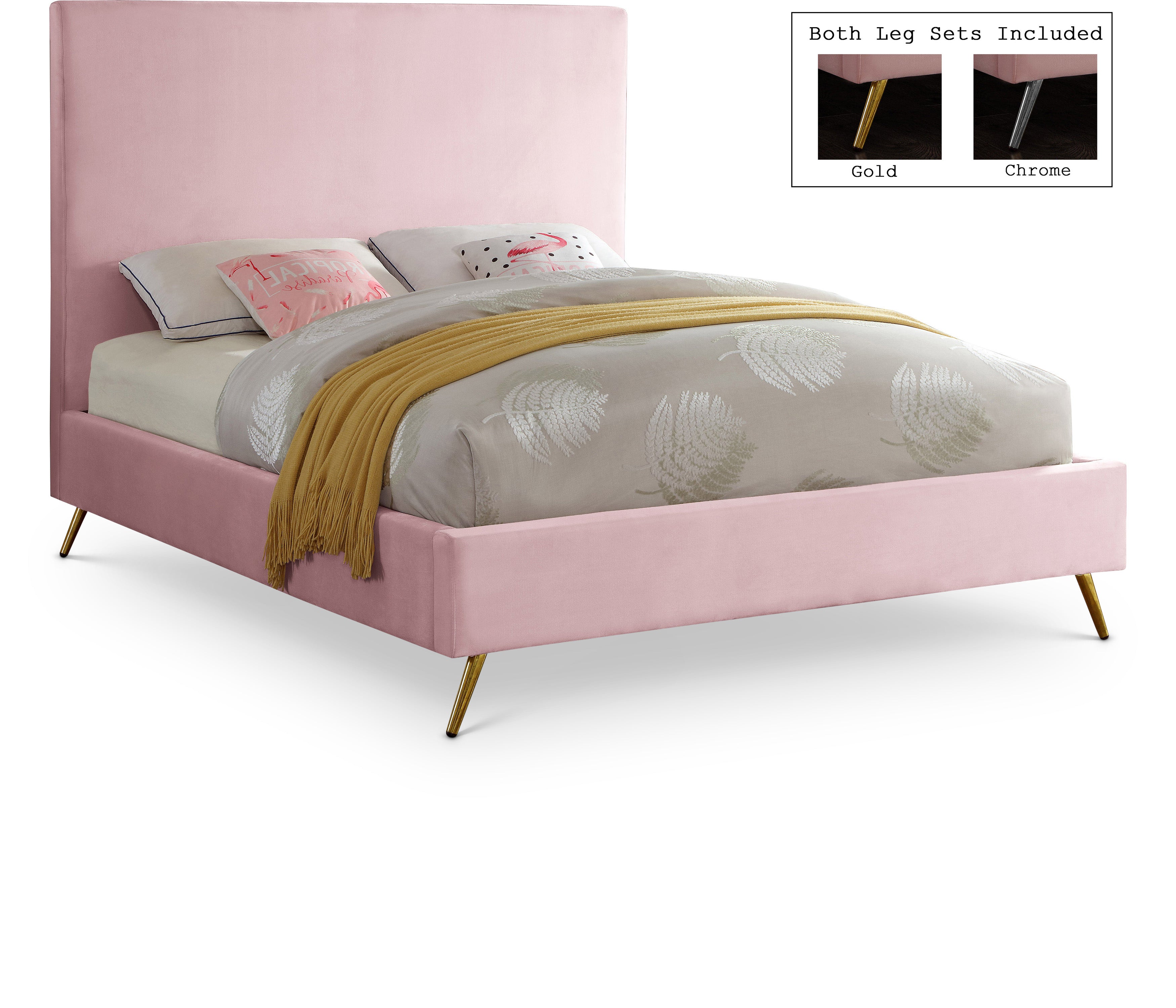 Jasmine Pink Velvet Full Bed