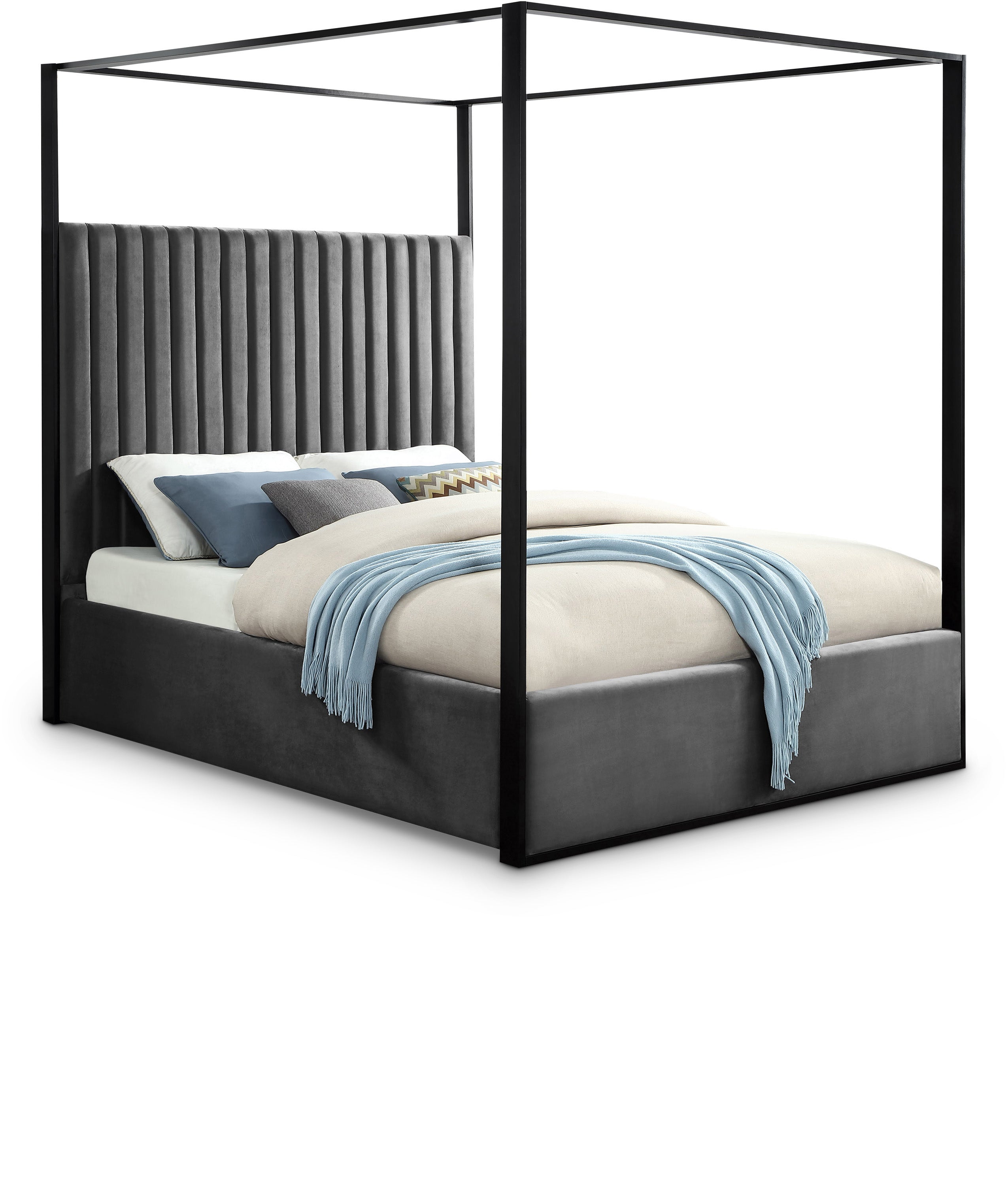 Jax Grey Velvet Queen Bed