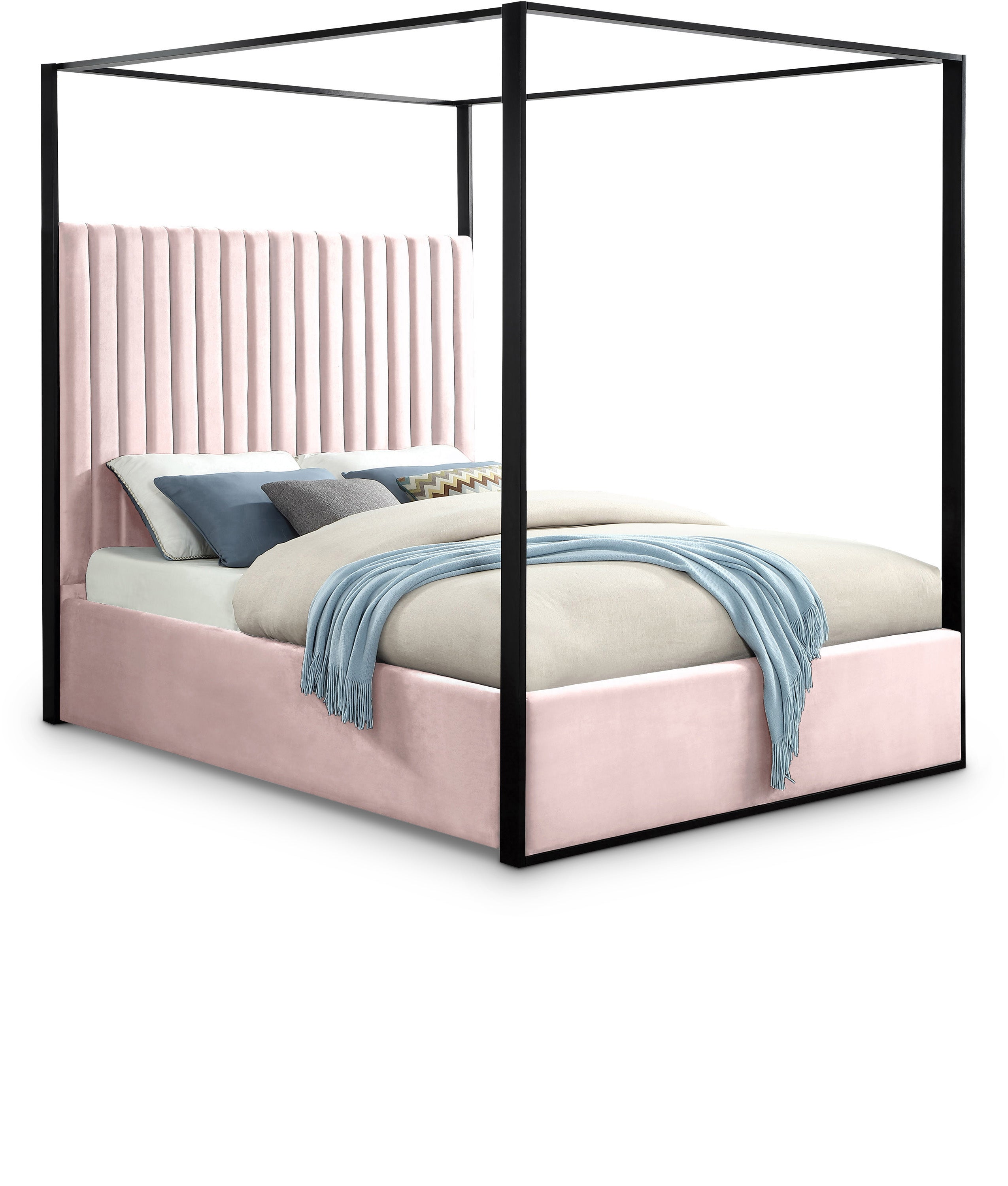 Jax Pink Velvet Queen Bed