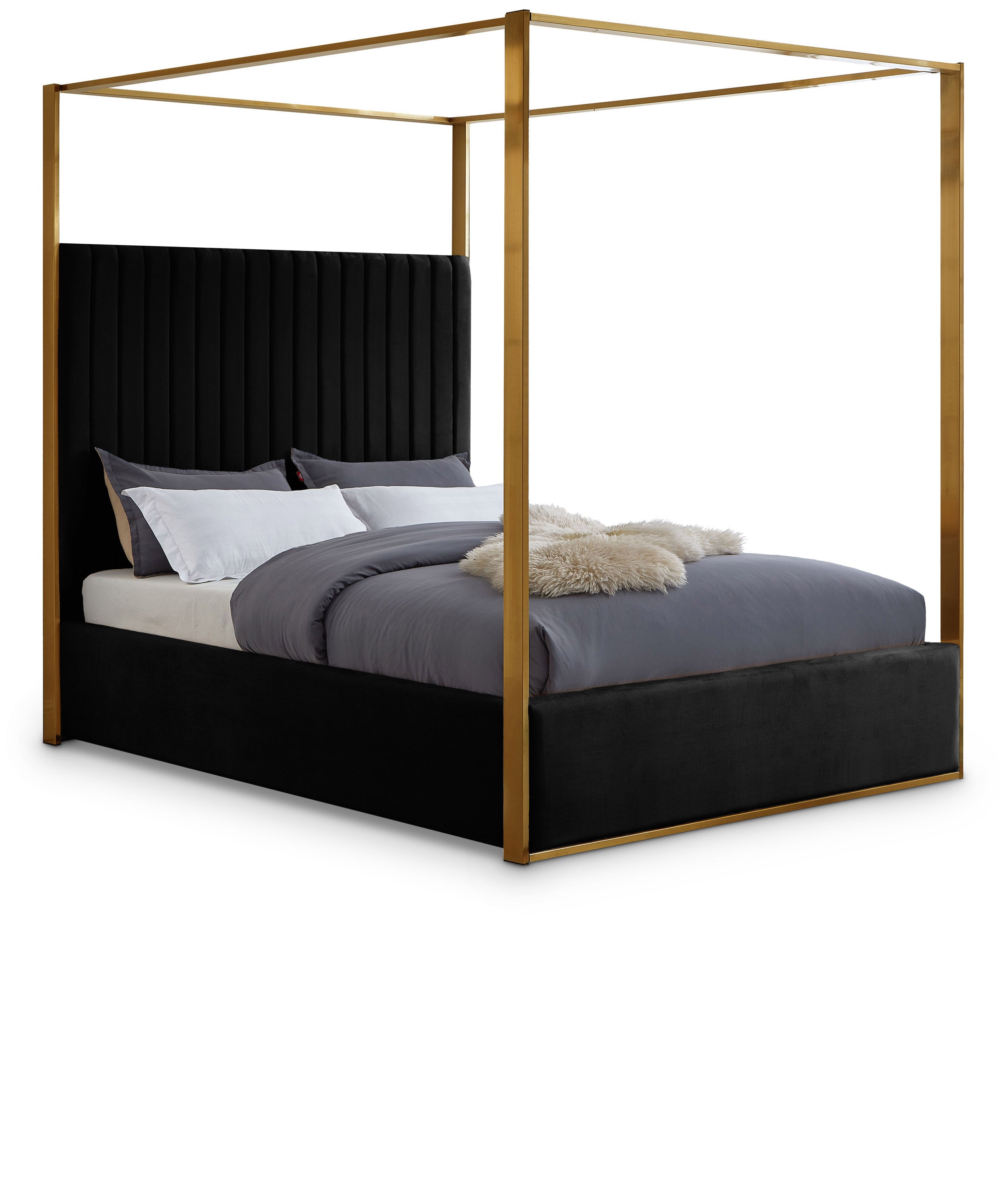 Jones Black Velvet King Bed