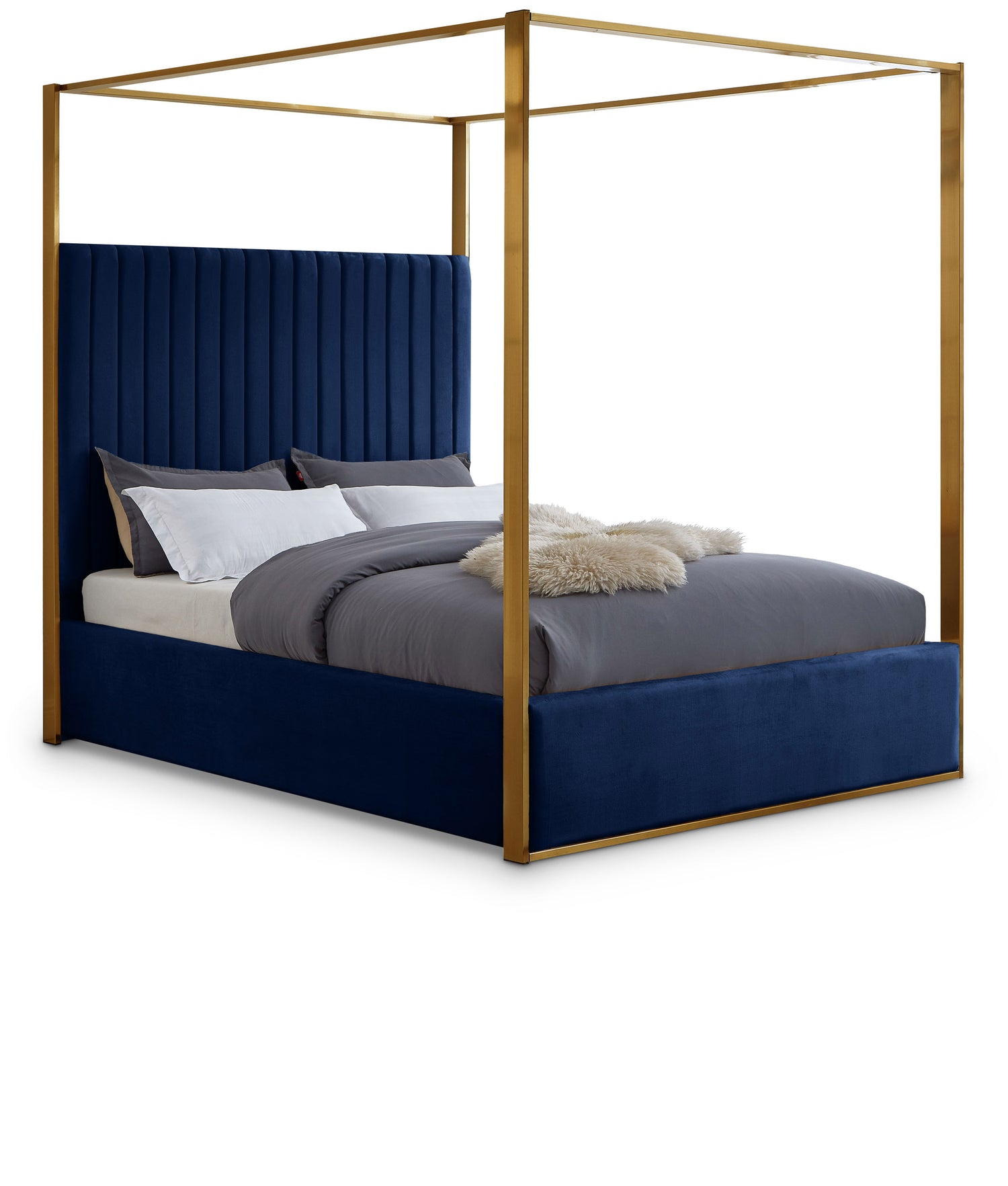 Jones Navy Velvet King Bed