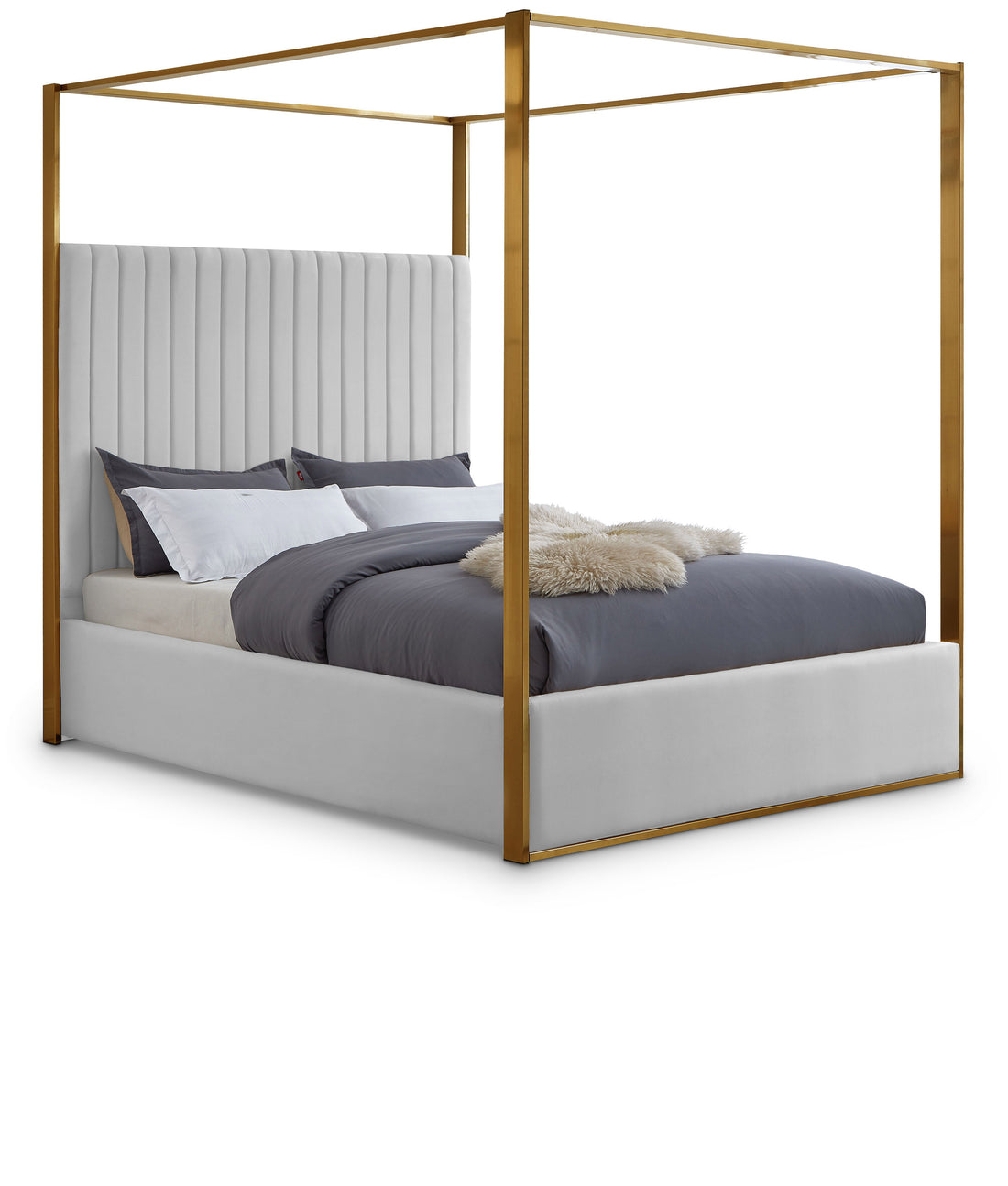 Jones White Vegan Leather Queen Bed