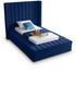 Kiki Navy Velvet Twin Bed (3 Boxes)