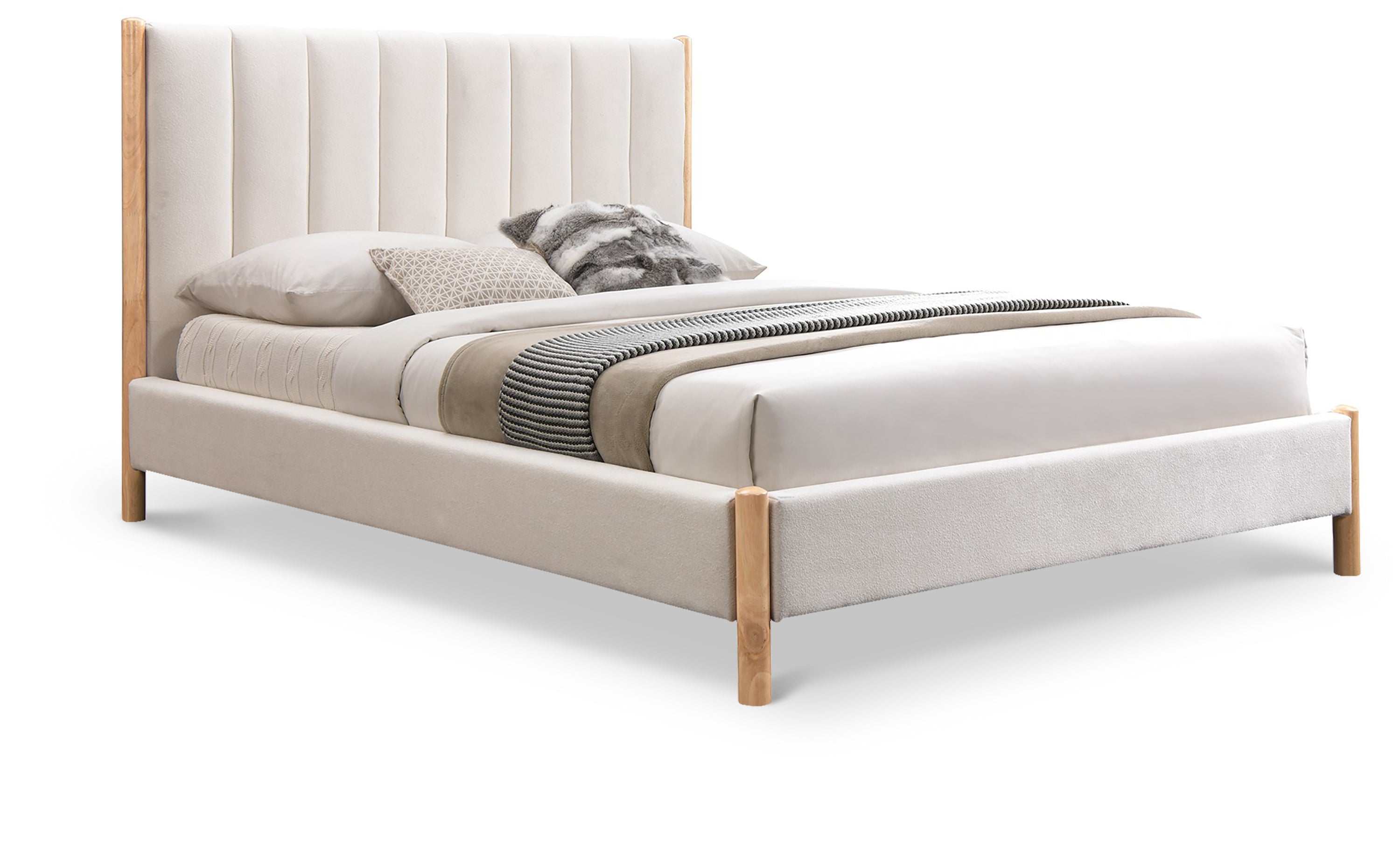 Kona Cream Polyester Fabric King Bed