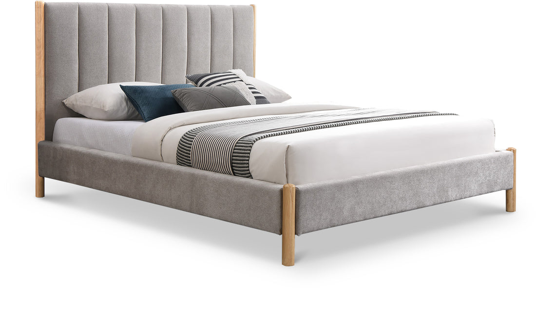 Kona Grey Polyester Fabric King Bed