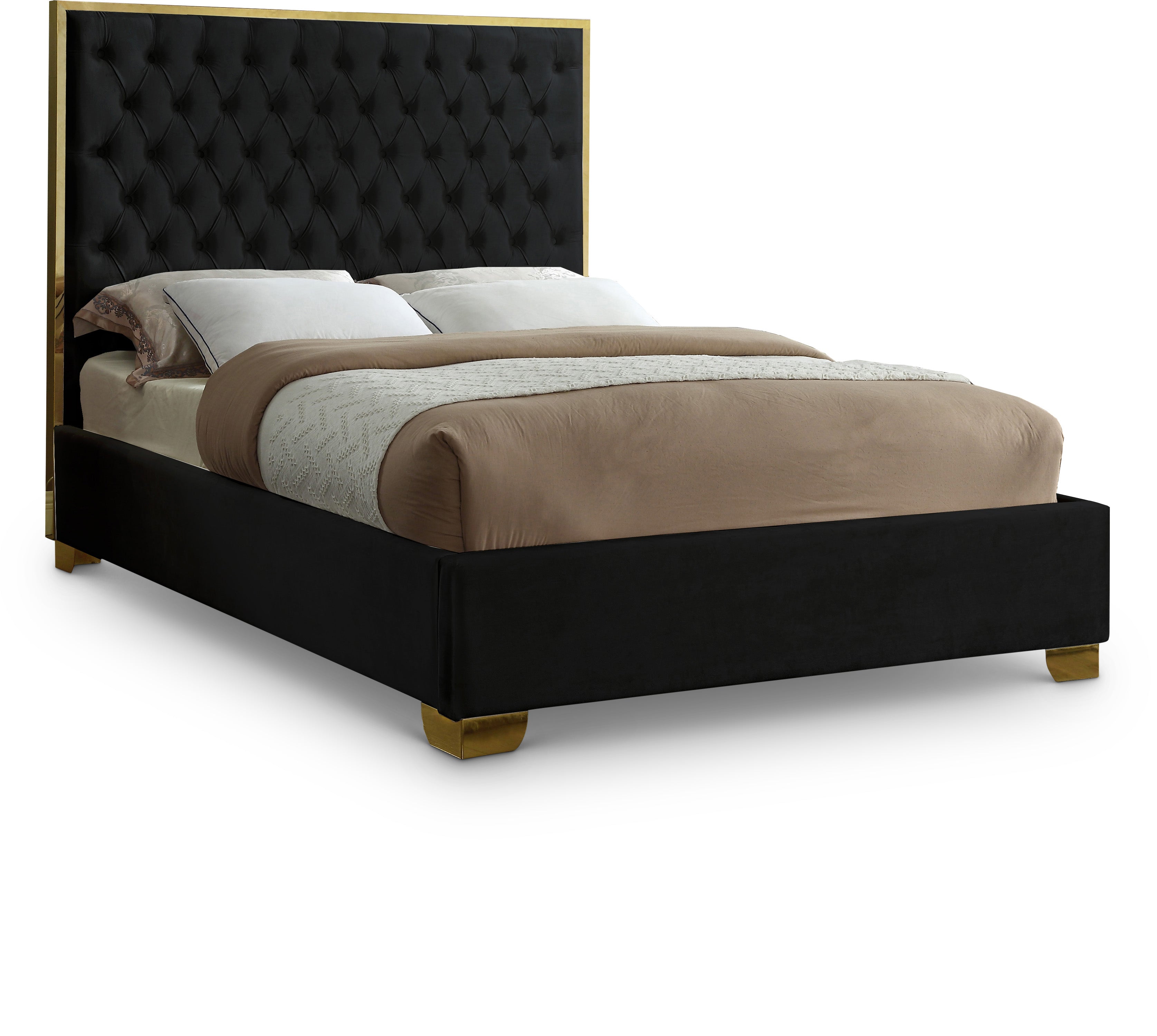 Lana Black Velvet King Bed