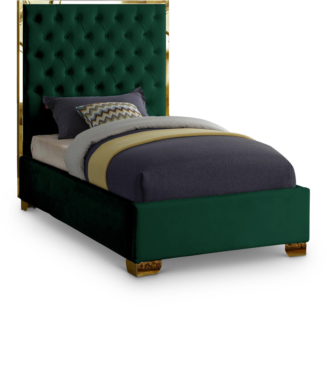 Lana Green Velvet Twin Bed