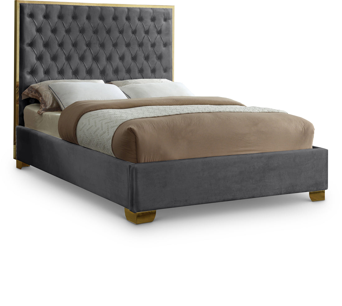 Lana Grey Velvet King Bed