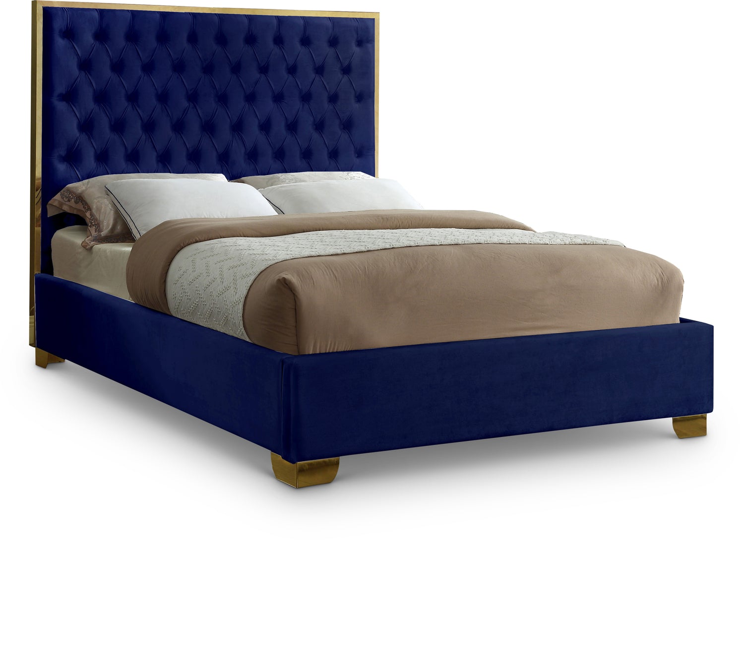 Lana Navy Velvet Full Bed