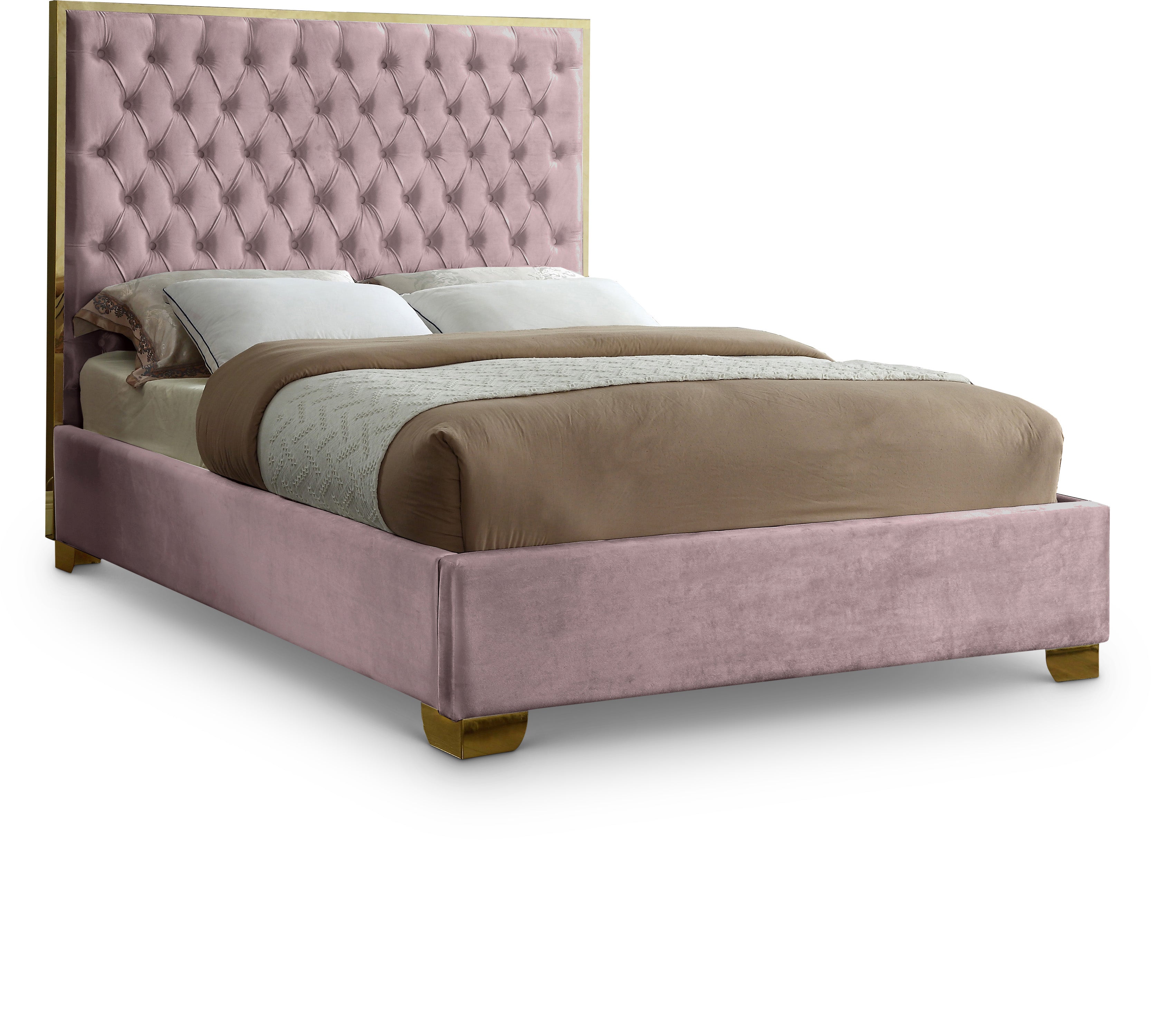 Lana Pink Velvet King Bed