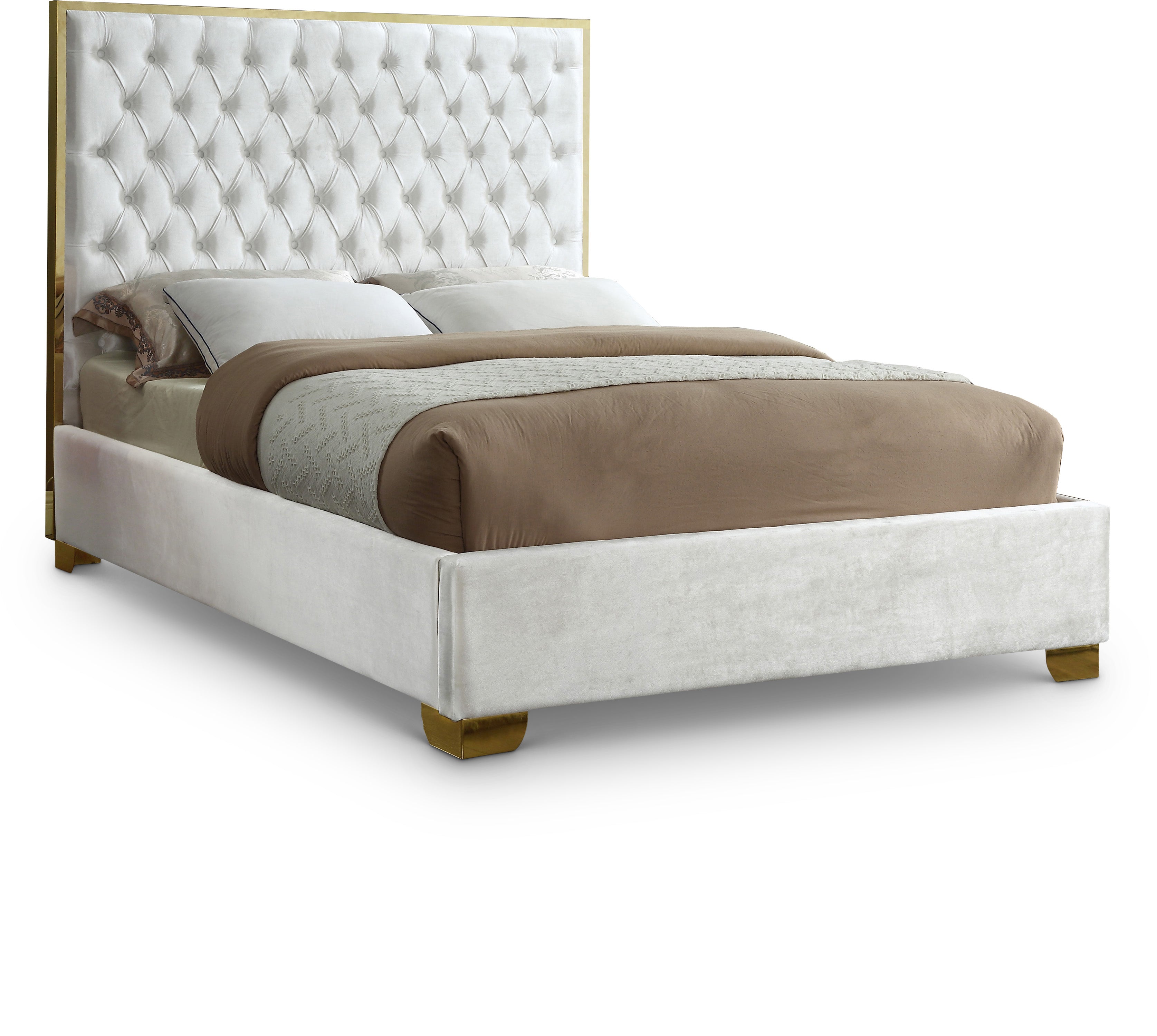 Lana White Velvet Queen Bed