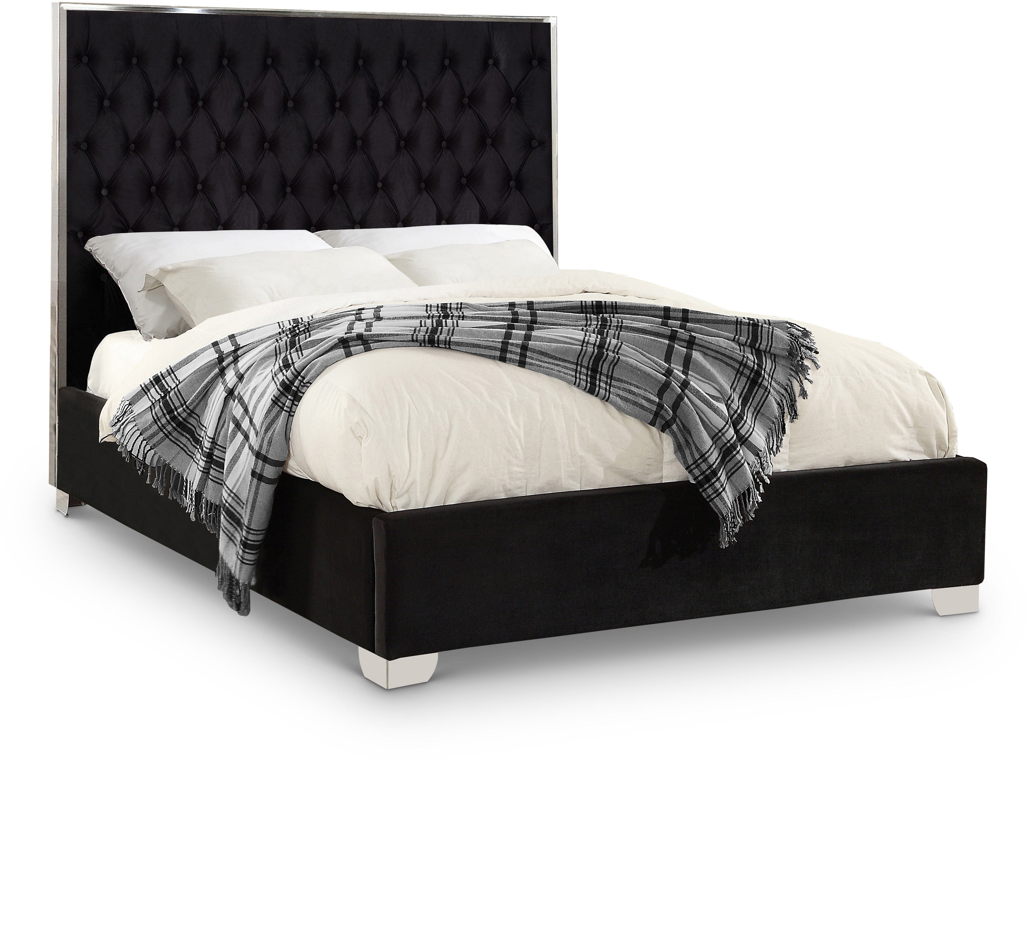 Lexi Black Velvet Queen Bed