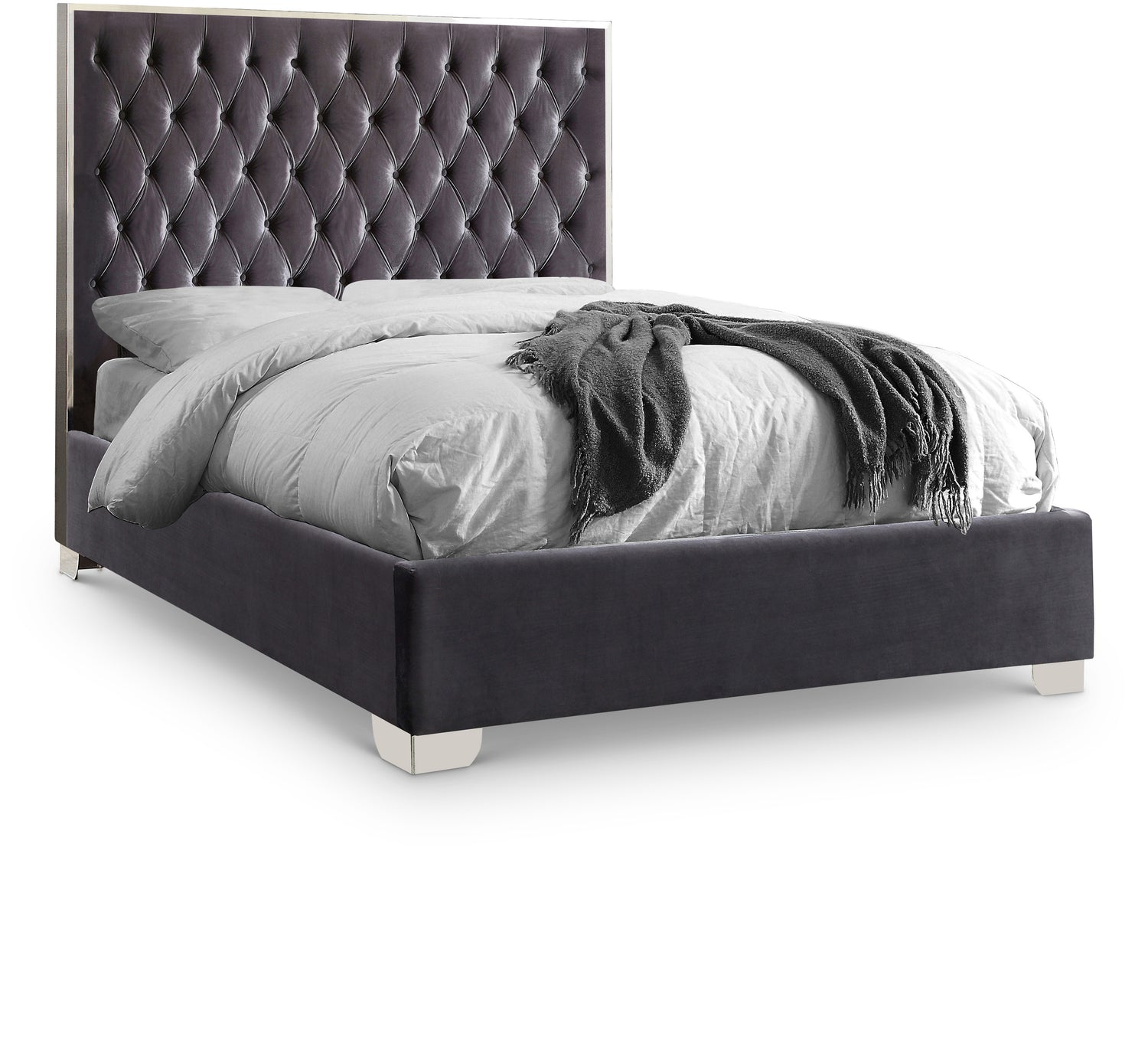 Lexi Grey Velvet King Bed