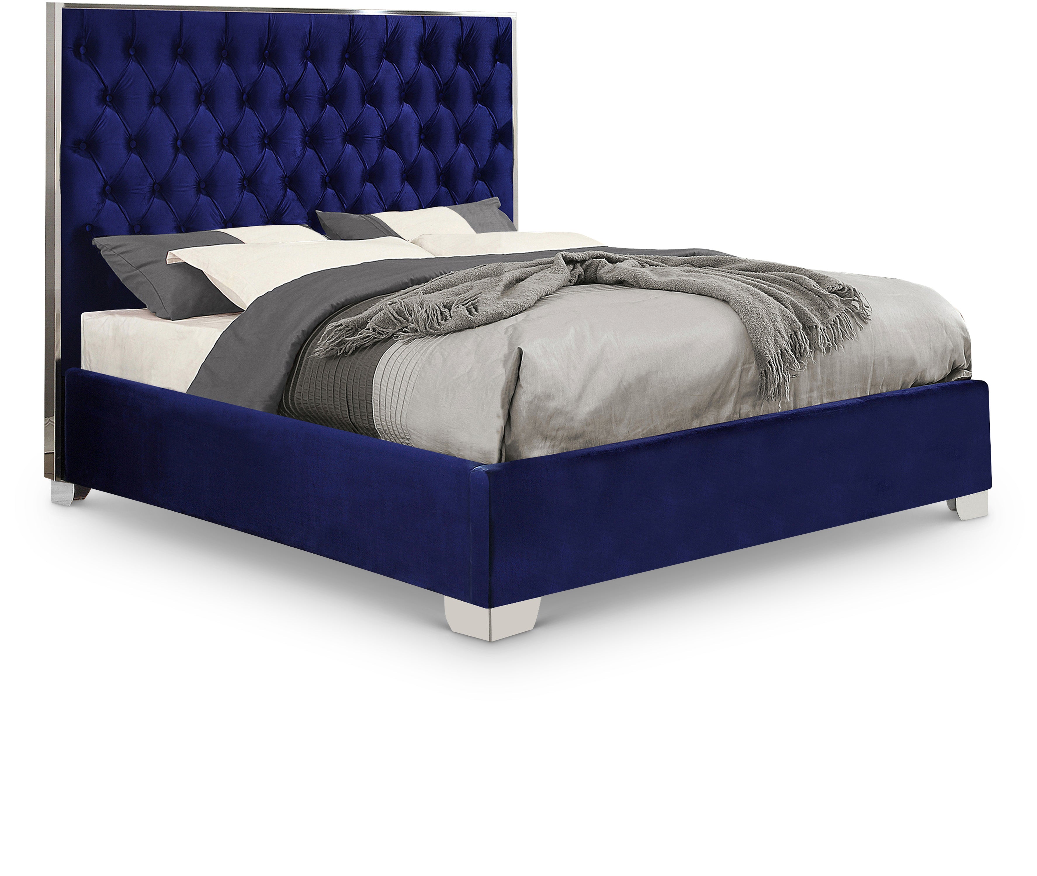 Lexi Navy Velvet Full Bed