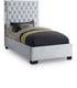 Lexi White Velvet Twin Bed