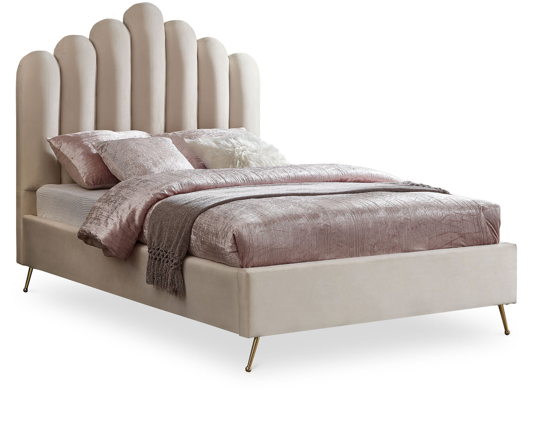 Lily Cream Velvet Full Bed