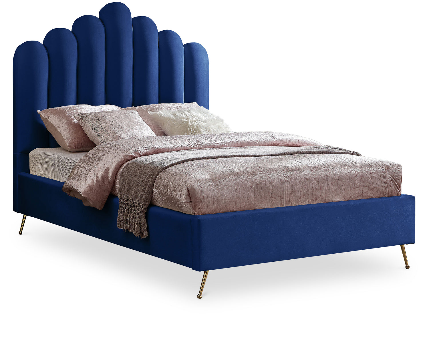 Lily Navy Velvet Full Bed