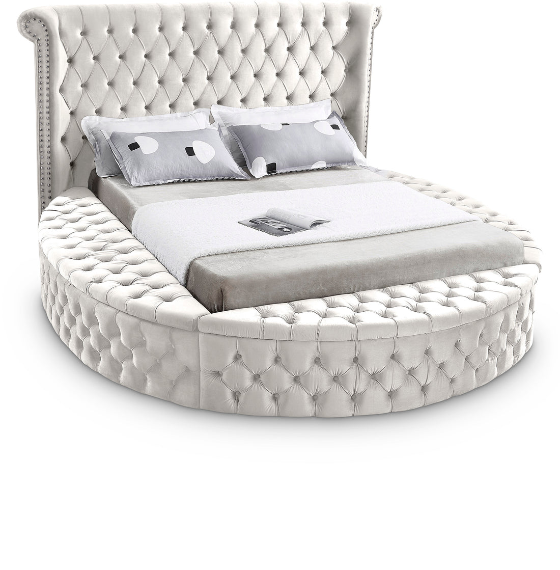 Luxus Cream Velvet Queen Bed (3 Boxes)