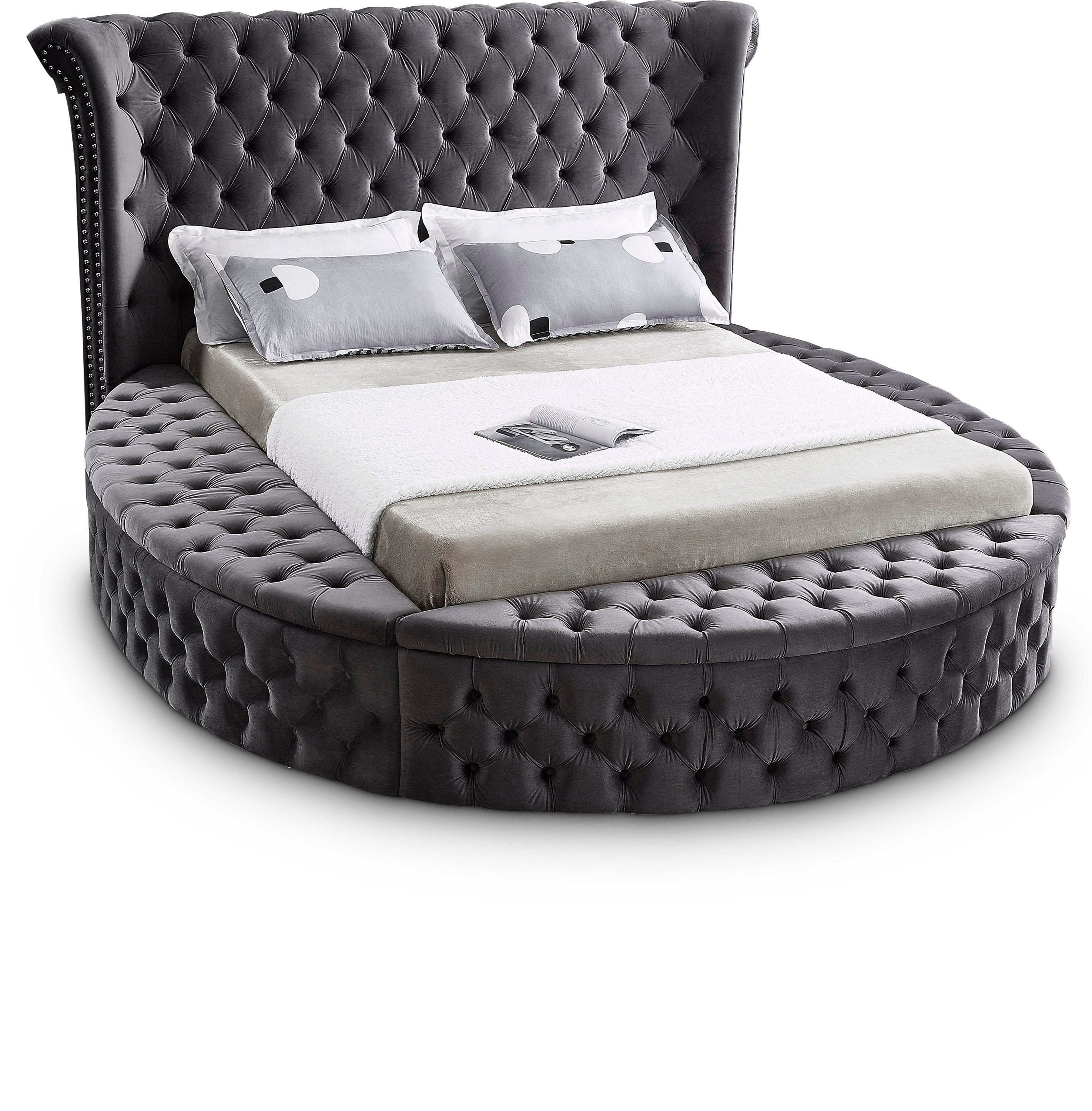 Luxus Grey Velvet King Bed (3 Boxes)