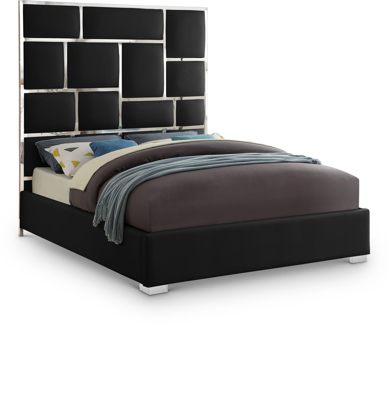 Milan Black Vegan Leather King Bed