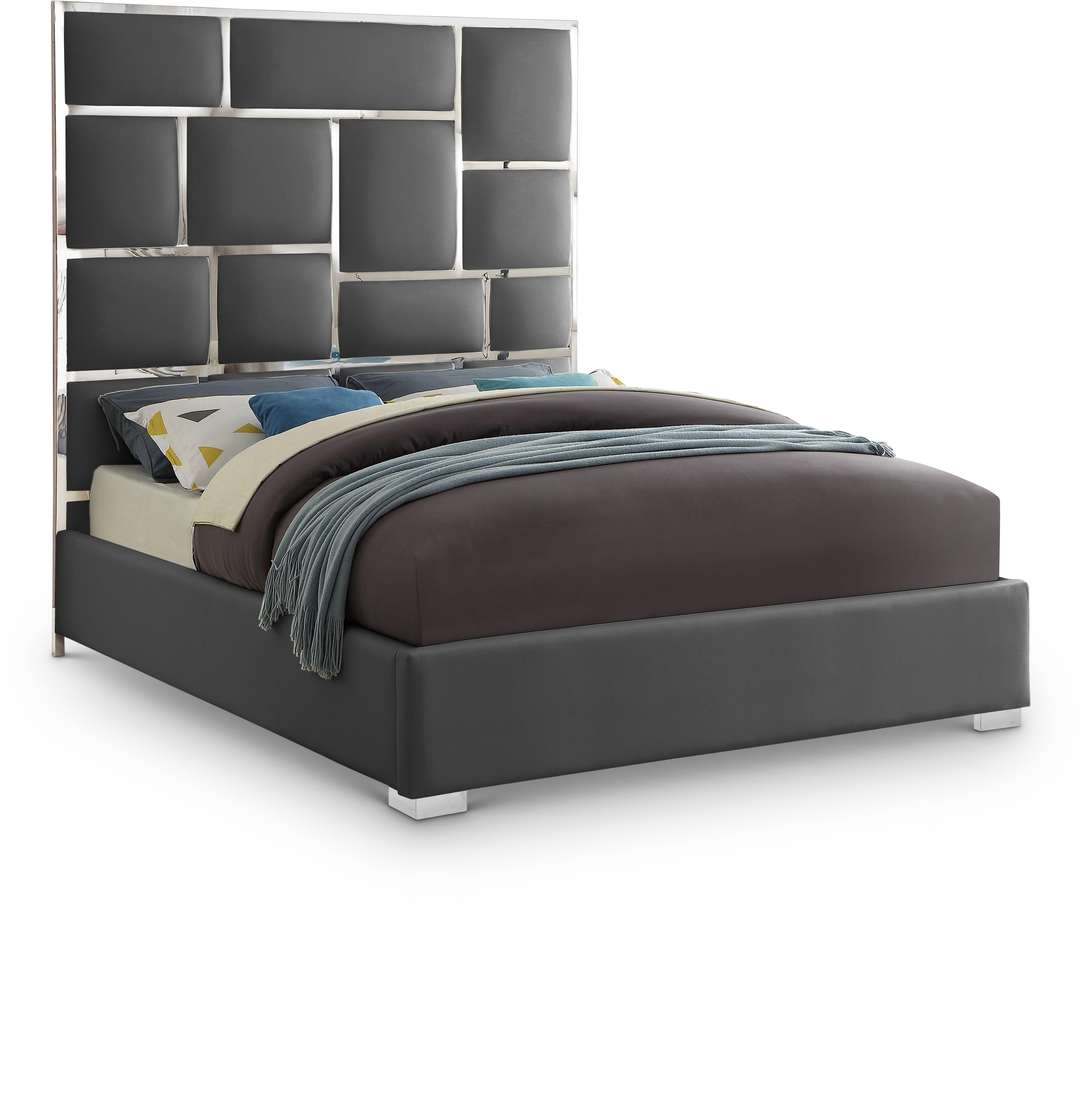 Milan Grey Vegan Leather King Bed