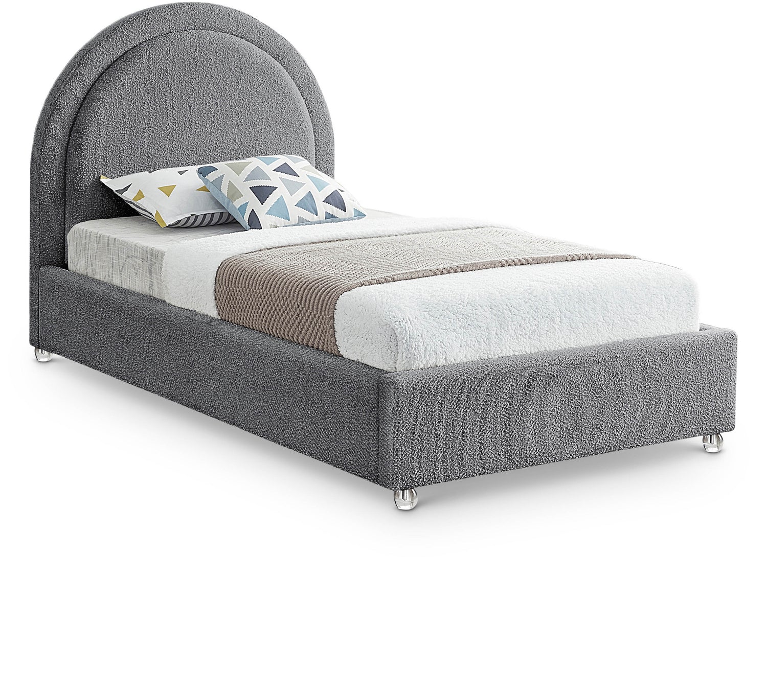 Milo Grey Fabric Twin Bed