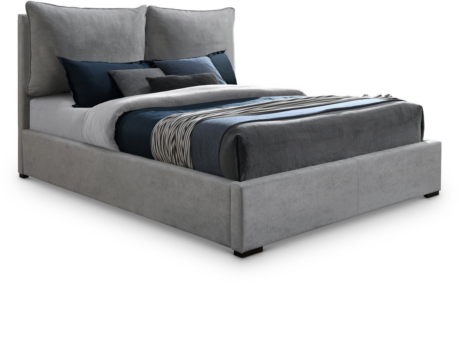 Misha Light Grey Polyester Fabric King Bed (3 Boxes)