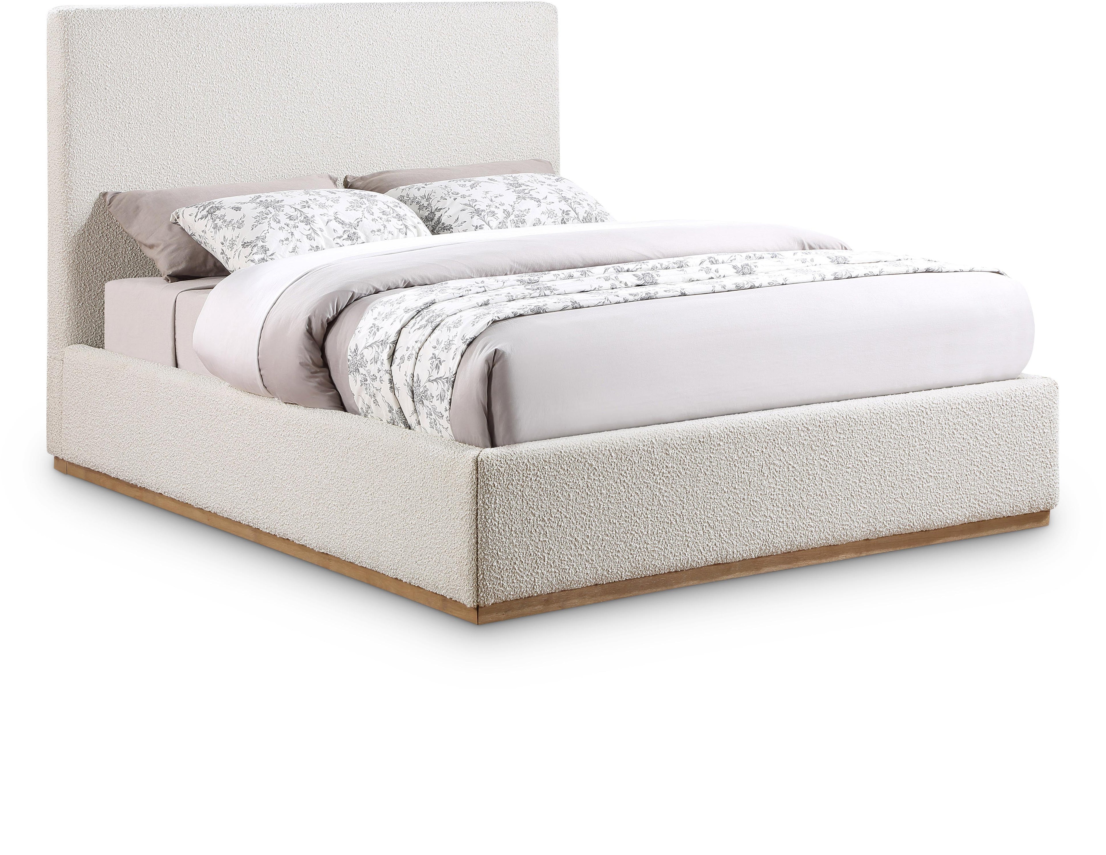 Monaco Cream Boucle Fabric King Bed