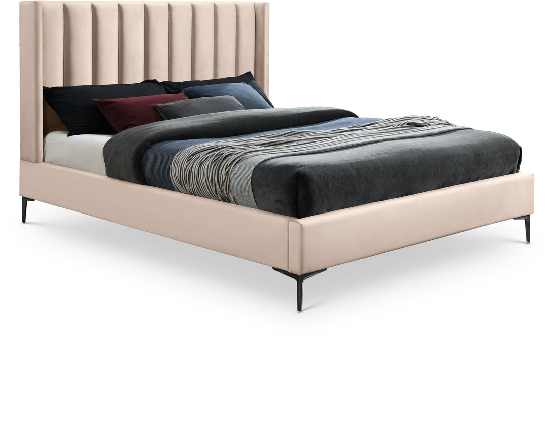 Nadia Pink Velvet King Bed