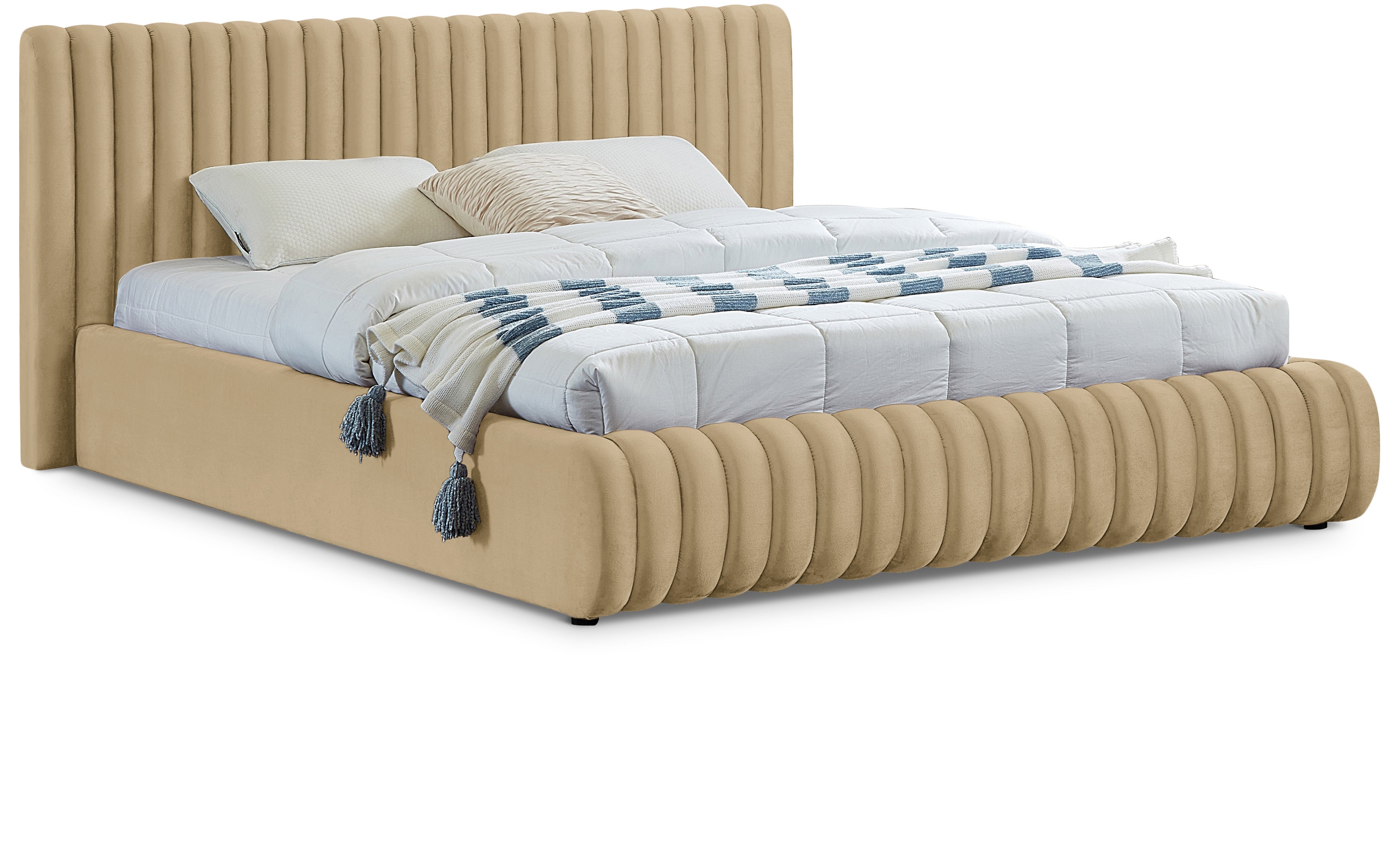 Nico Camel Velvet King Bed